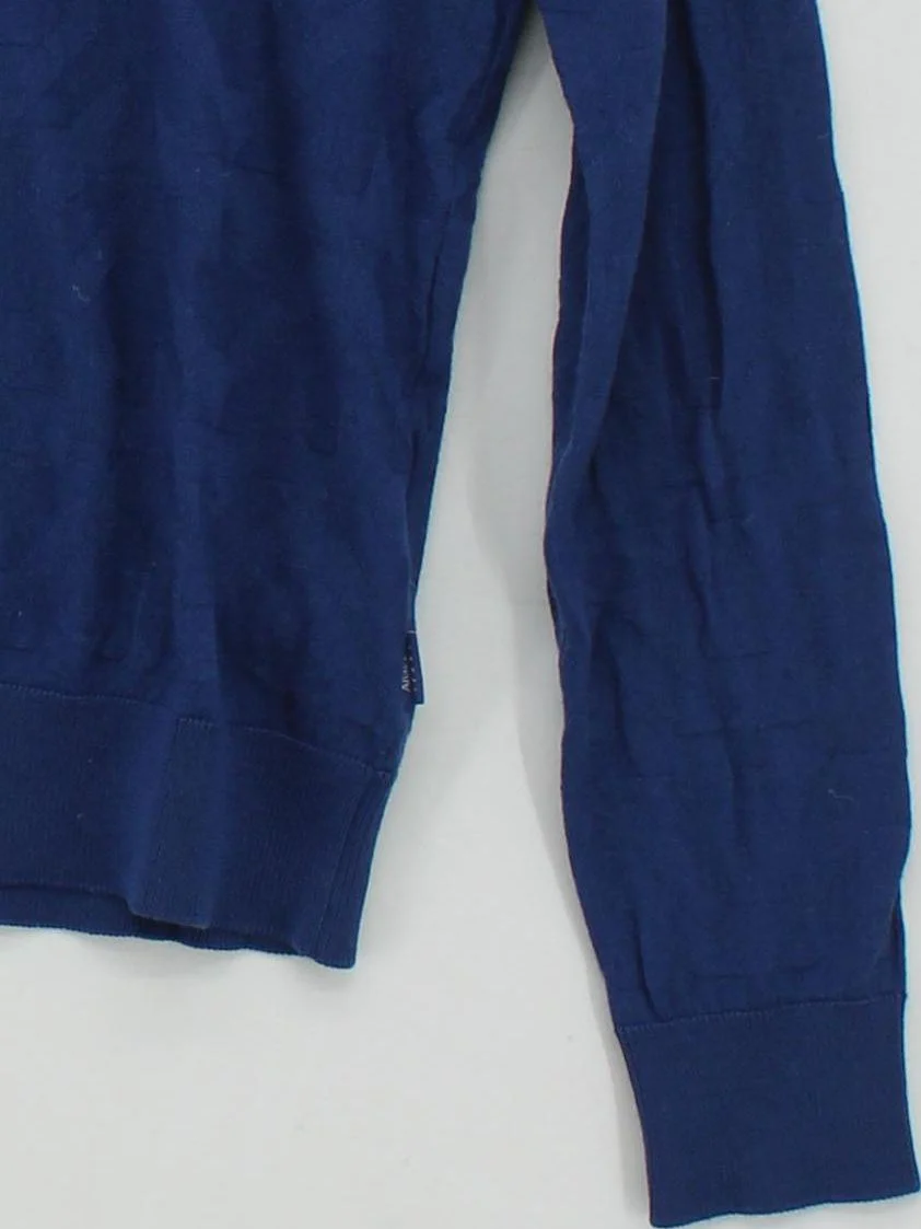 Armani Jeans Men's Jumper M Blue Geometric Wool with Acrylic Crew Neck Pullover - Image 4