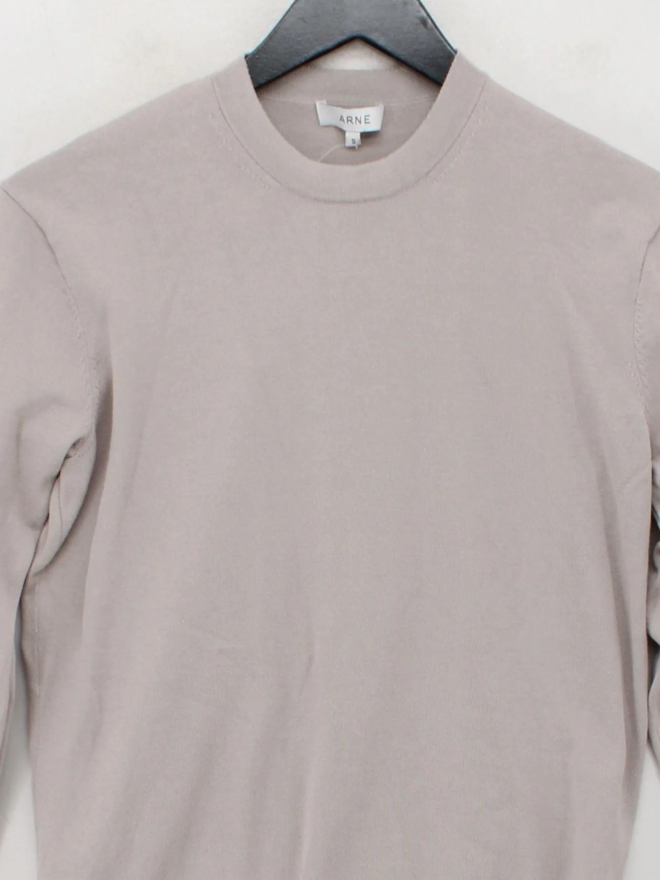 Arne Men's Jumper S Cream 100% Cotton Crew Neck Pullover - Image 3