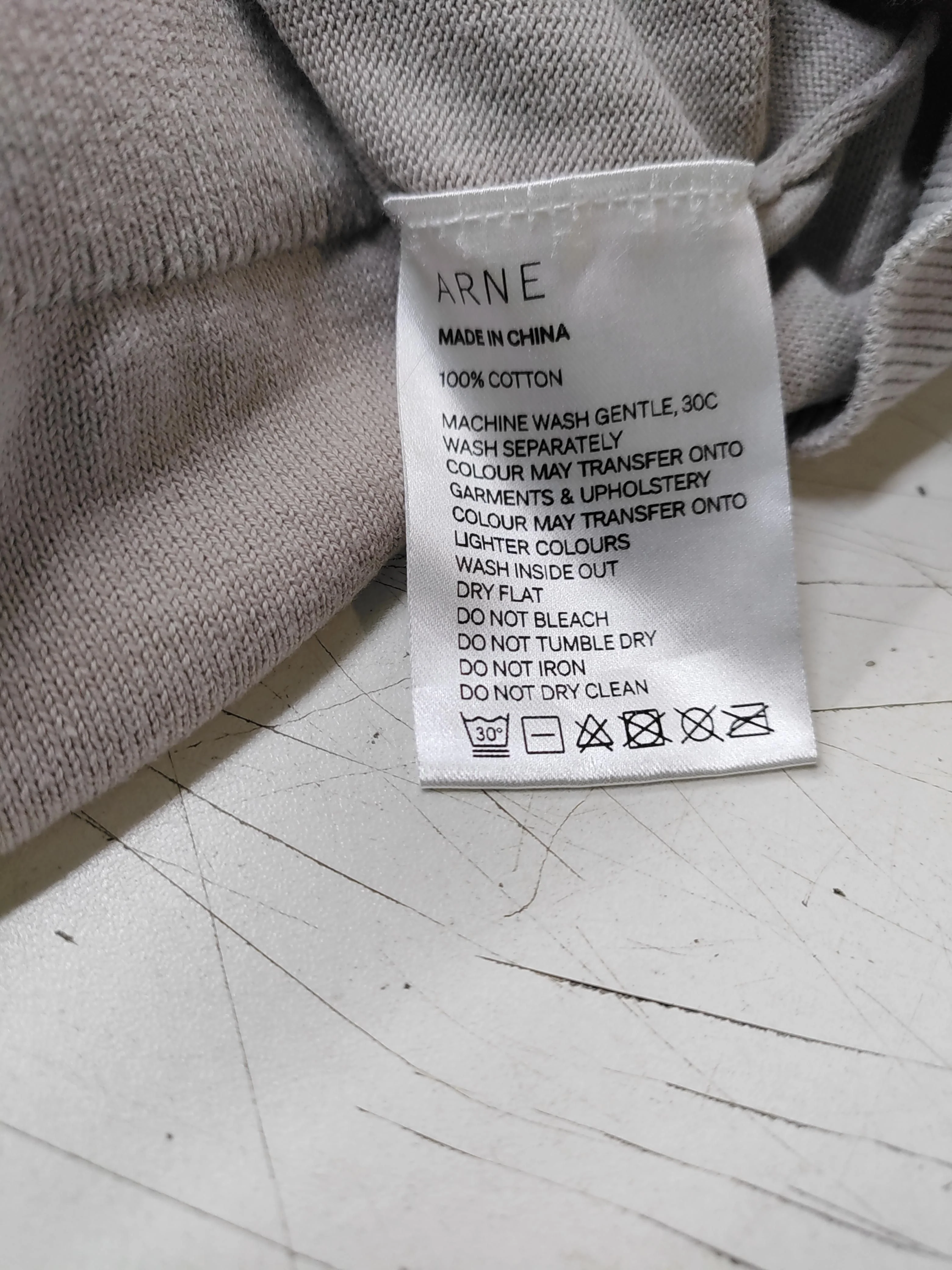 Arne Men's Jumper S Cream 100% Cotton Crew Neck Pullover - Image 6