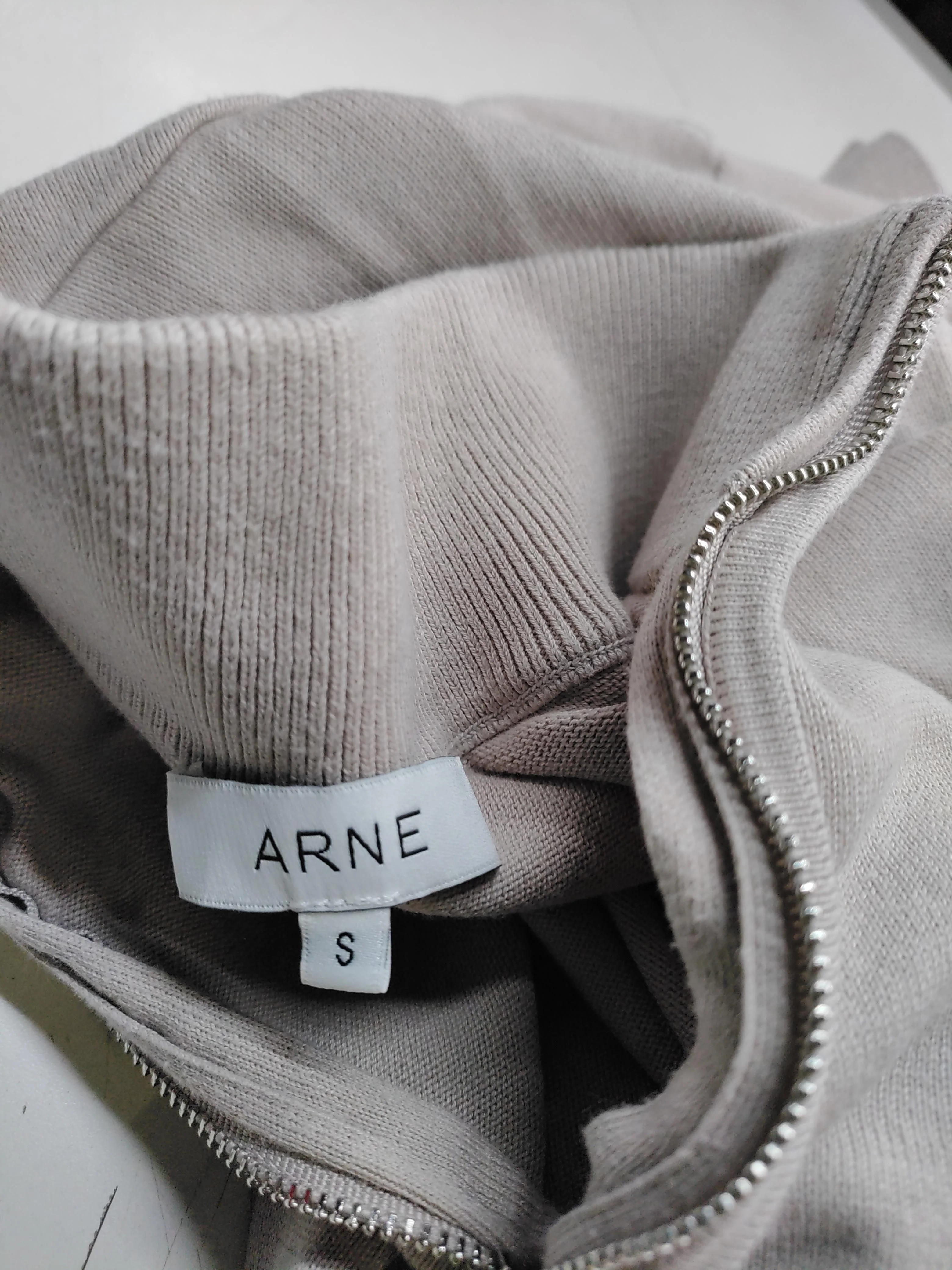 Arne Men's Jumper S Tan 100% Cotton Mock Neck Pullover - Image 5