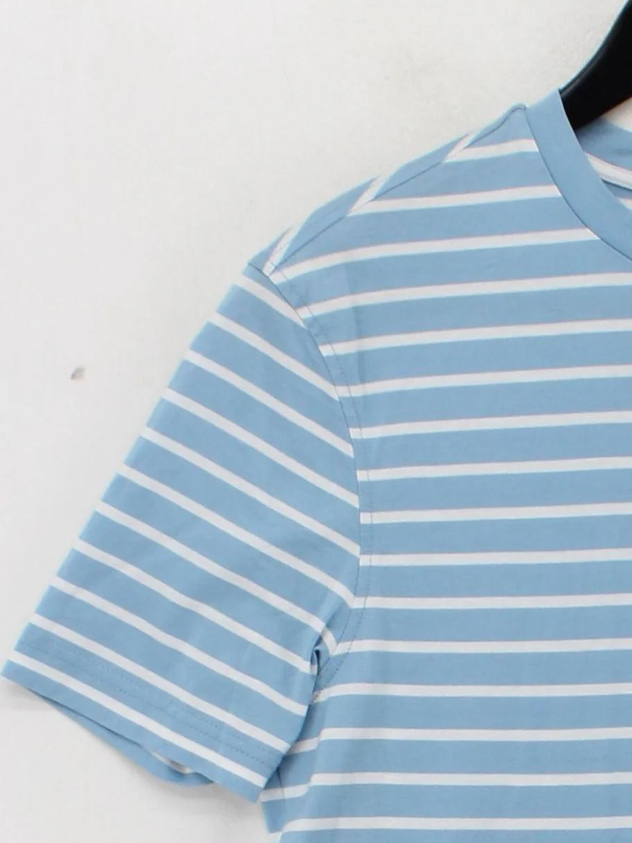 Arne Men's T-Shirt S Blue Striped 100% Other Basic - Image 4
