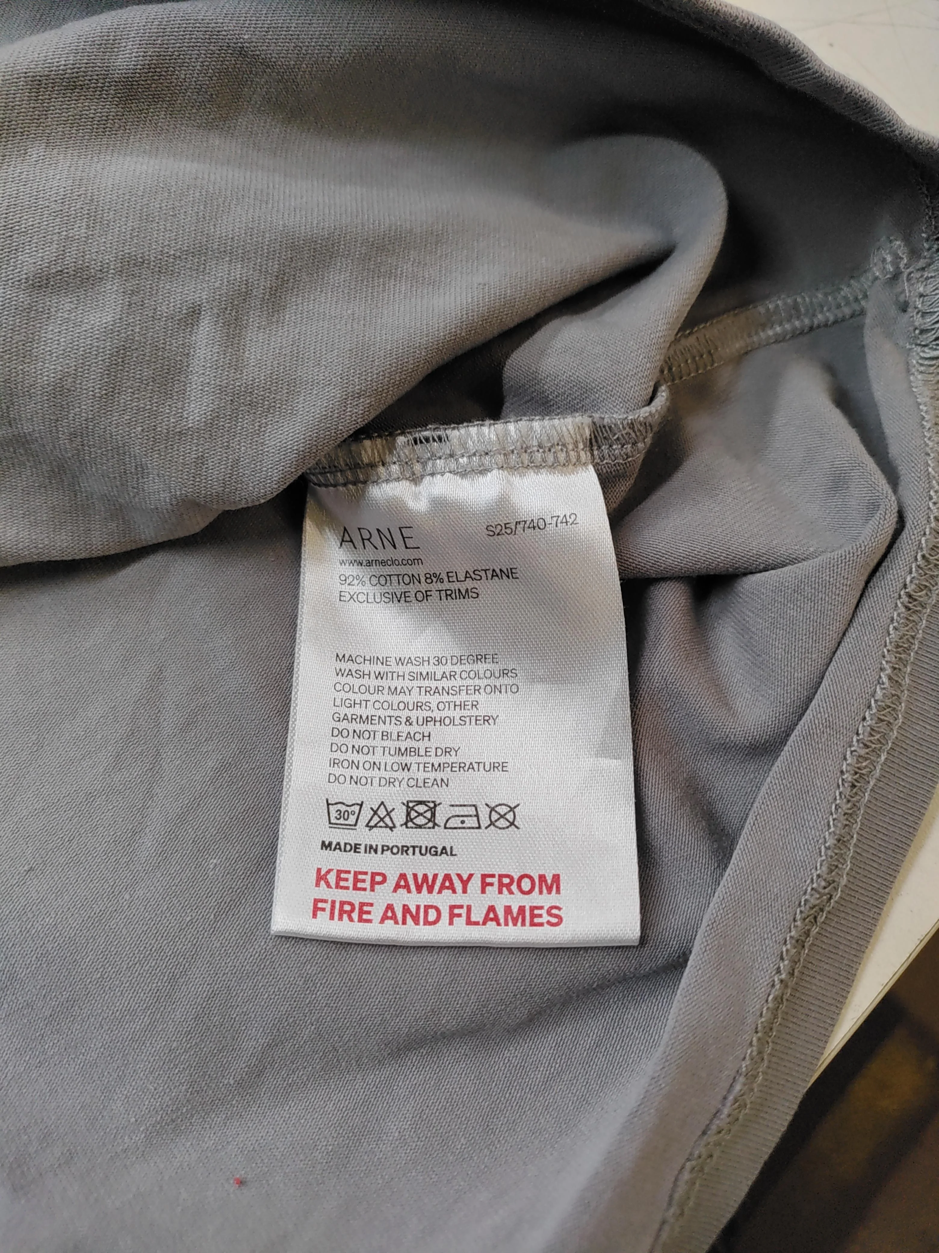 Arne Men's T-Shirt S Grey Cotton with Elastane Basic - Image 6