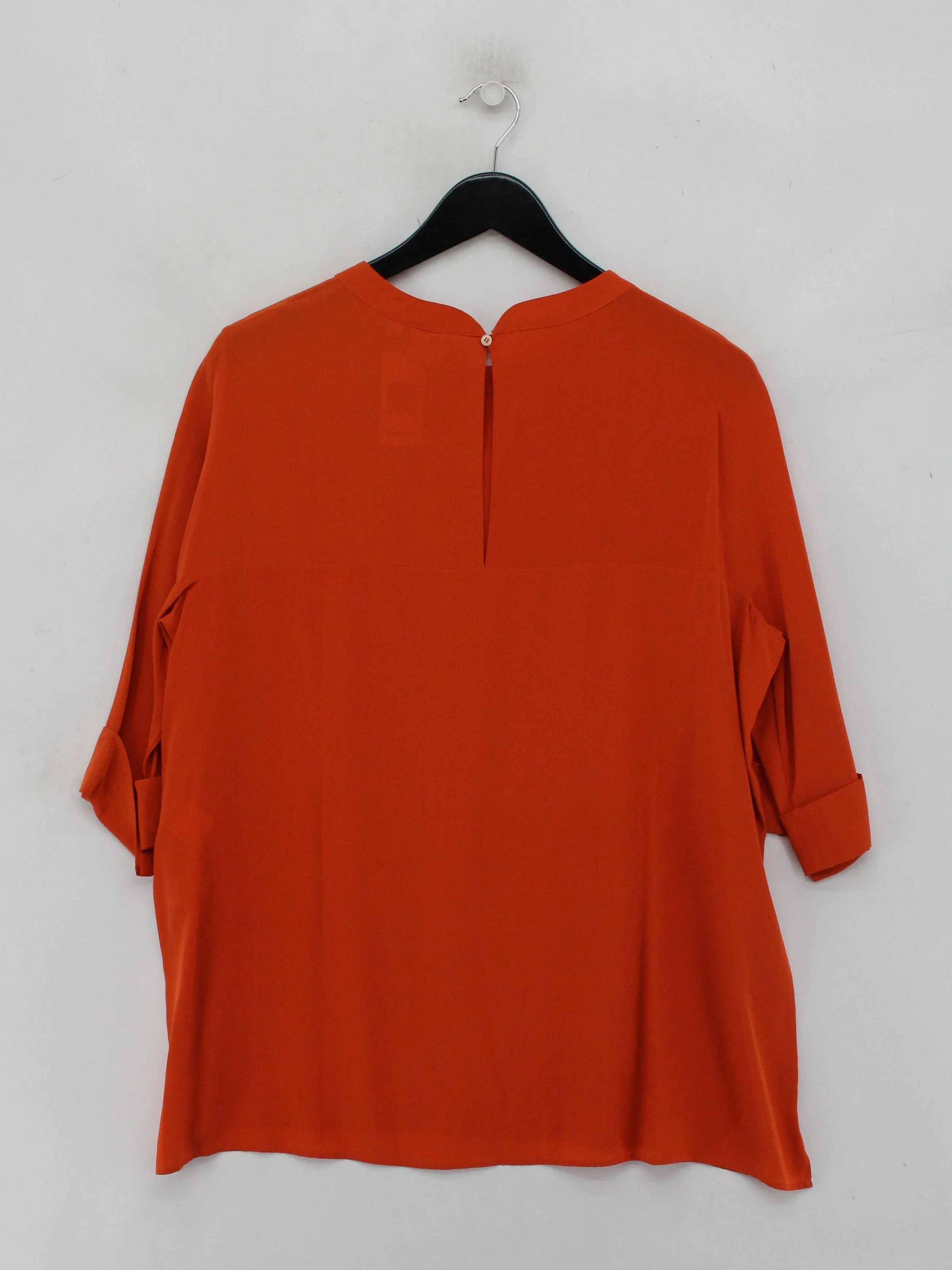 ASPESI Women's Blouse UK 12 Orange 100% Silk 3/4 Sleeve Round Neck Basic - Image 2