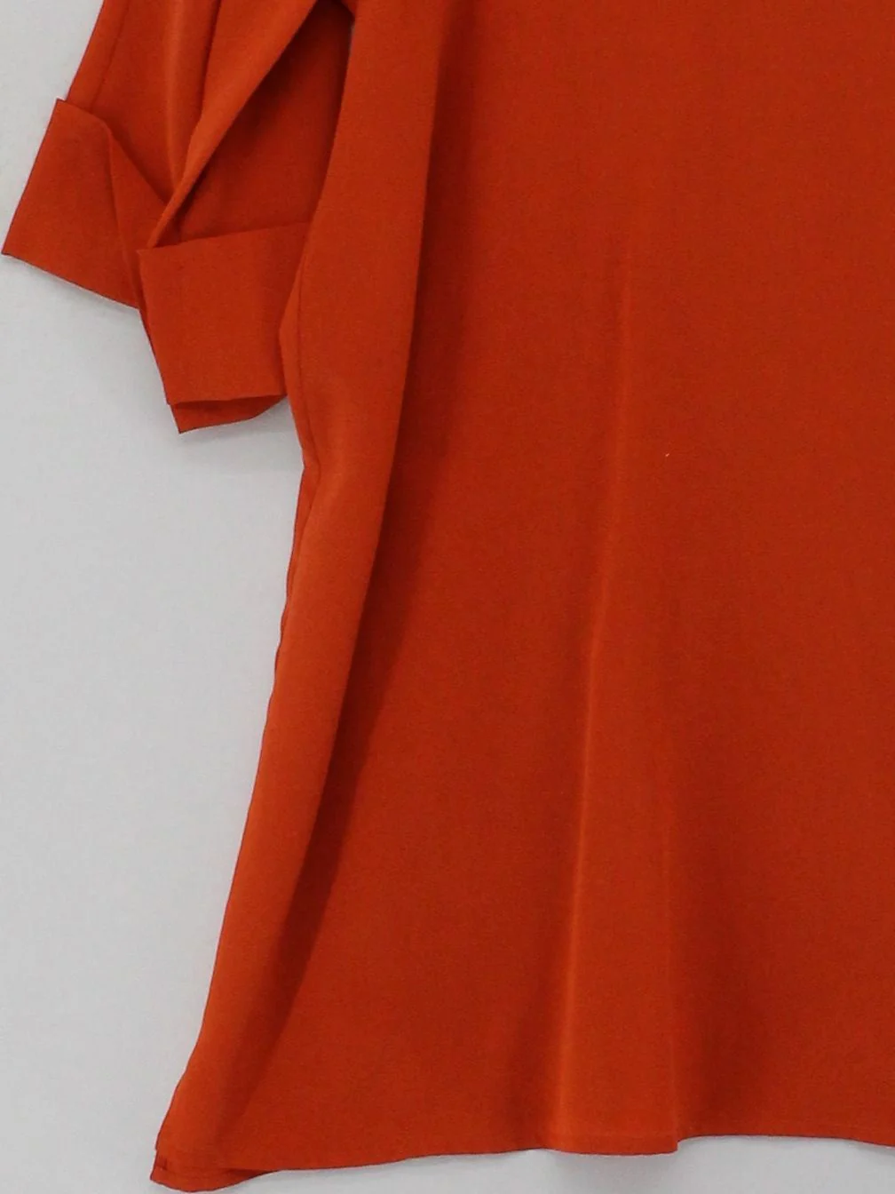 ASPESI Women's Blouse UK 12 Orange 100% Silk 3/4 Sleeve Round Neck Basic - Image 4