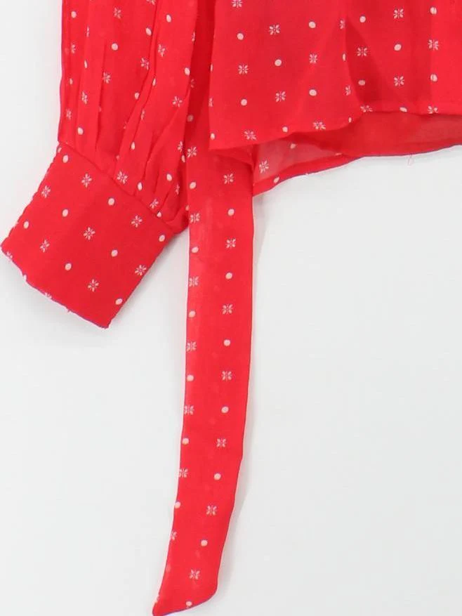 Aspiga Women's Blouse M Red 100% Cotton Long Sleeve Collared Basic - Image 4
