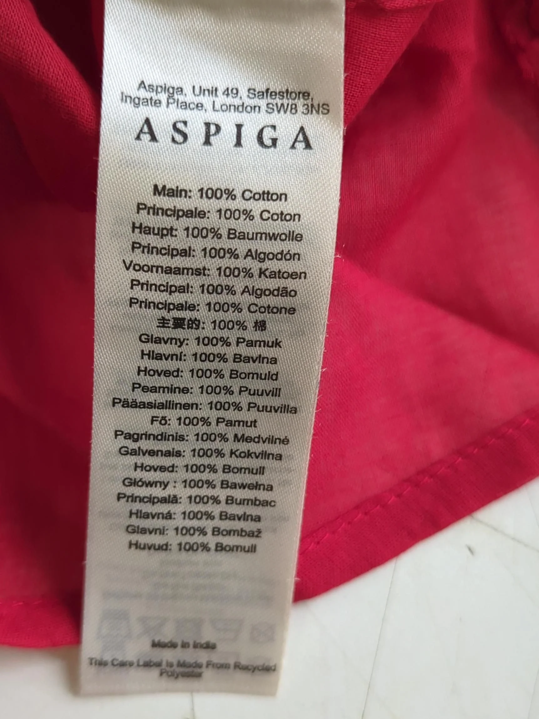 Aspiga Women's Blouse M Red 100% Cotton Long Sleeve Collared Basic - Image 6