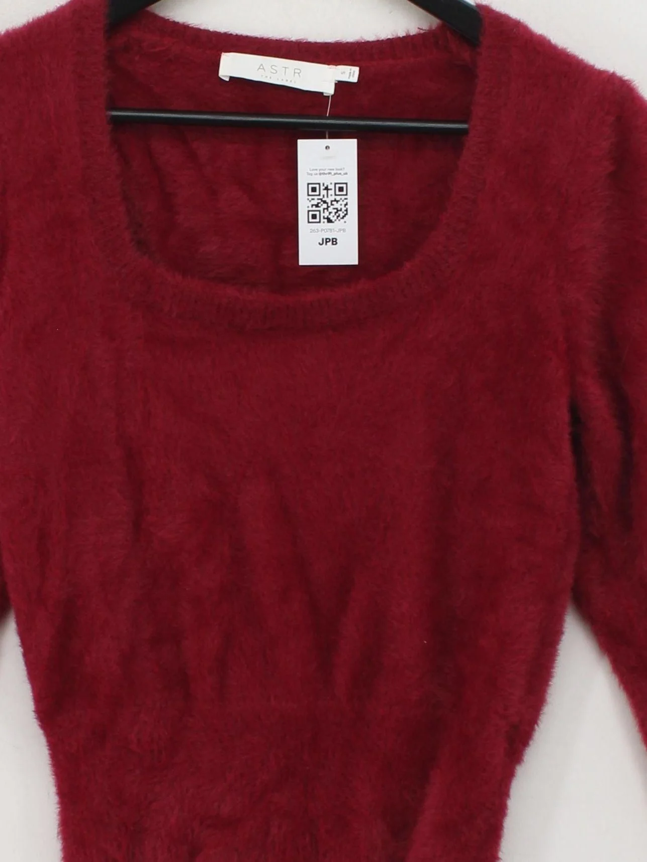 ASTR Women's Jumper S Red 100% Nylon Square Neck Pullover - Image 3