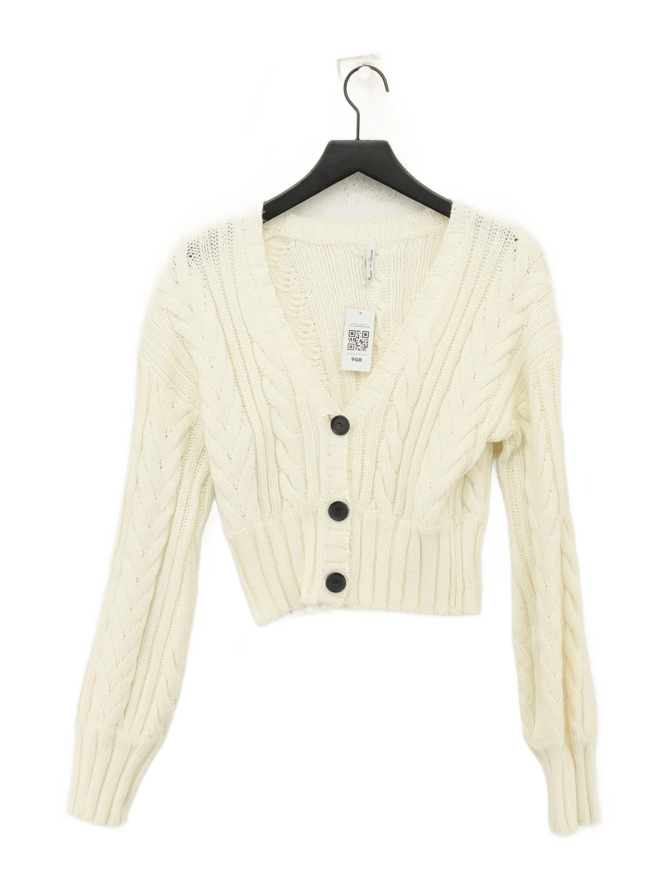 AsYou Women's Cardigan S White 100% Acrylic V-Neck Cardigan