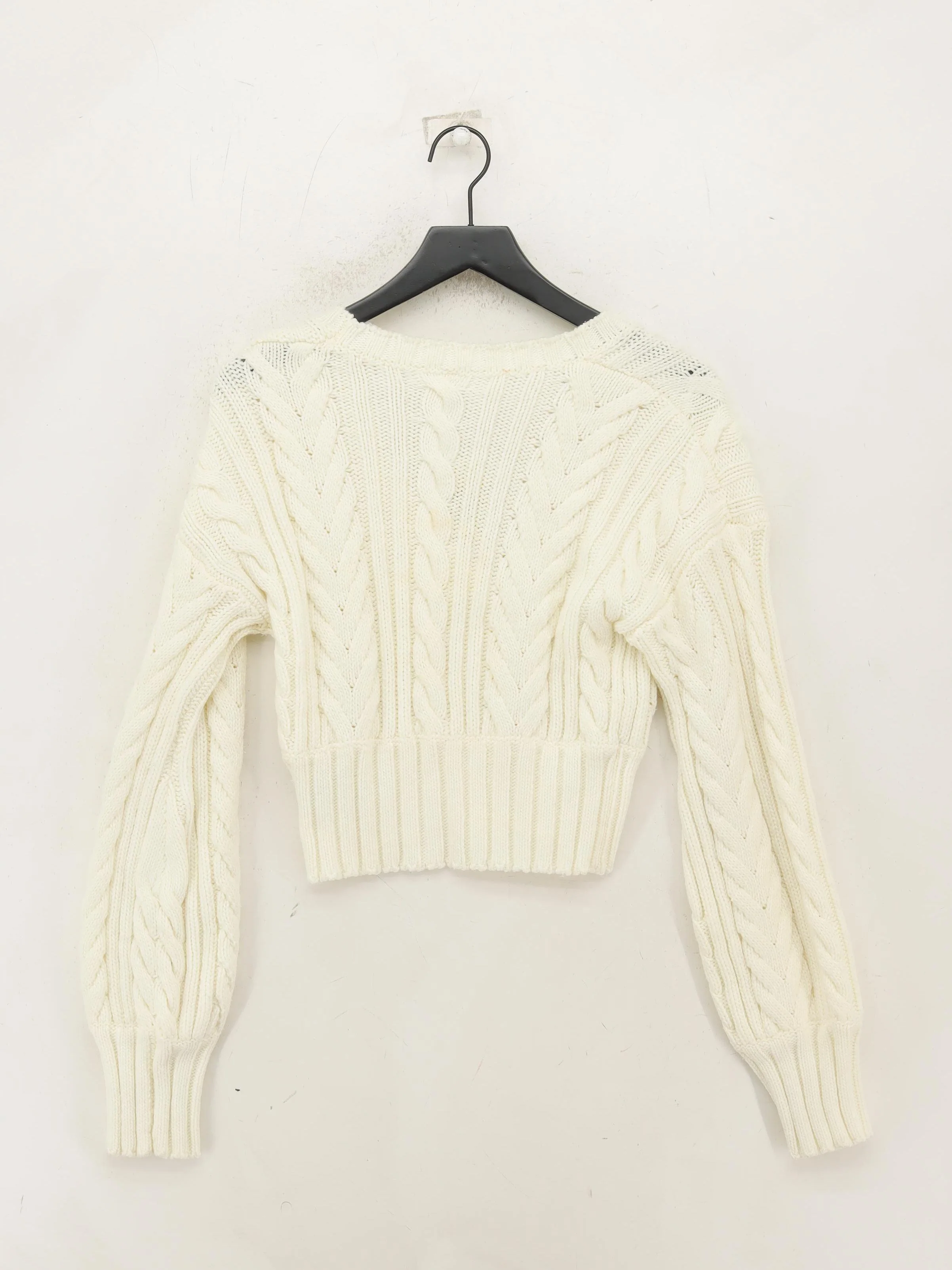 AsYou Women's Cardigan S White 100% Acrylic V-Neck Cardigan - Image 2