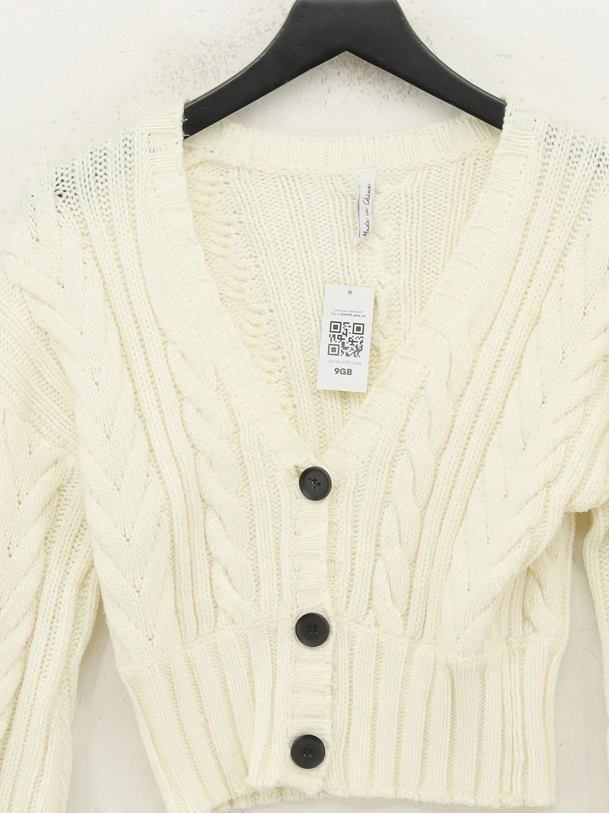 AsYou Women's Cardigan S White 100% Acrylic V-Neck Cardigan - Image 3