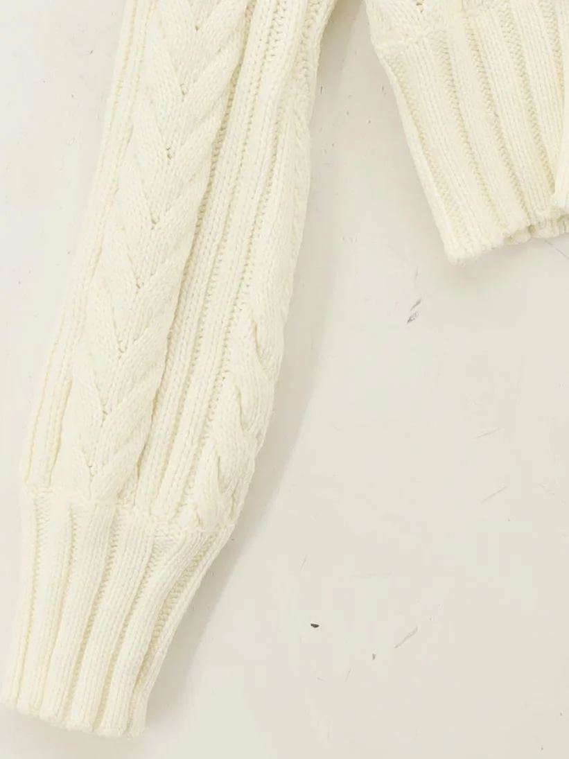 AsYou Women's Cardigan S White 100% Acrylic V-Neck Cardigan - Image 4