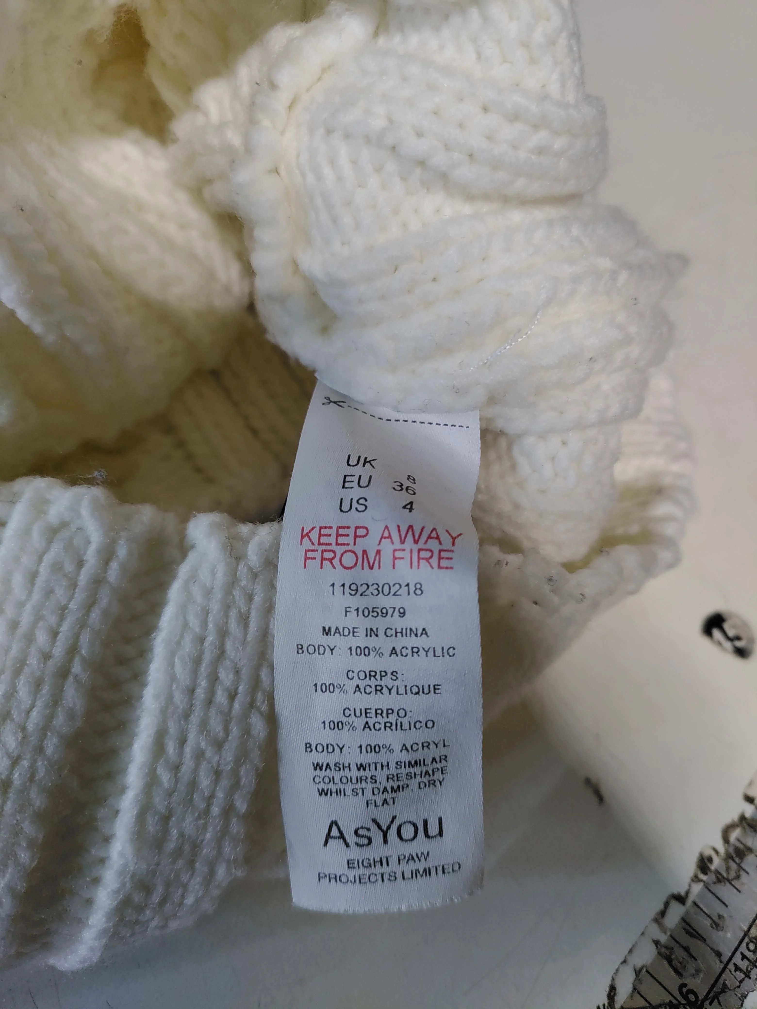 AsYou Women's Cardigan S White 100% Acrylic V-Neck Cardigan - Image 7