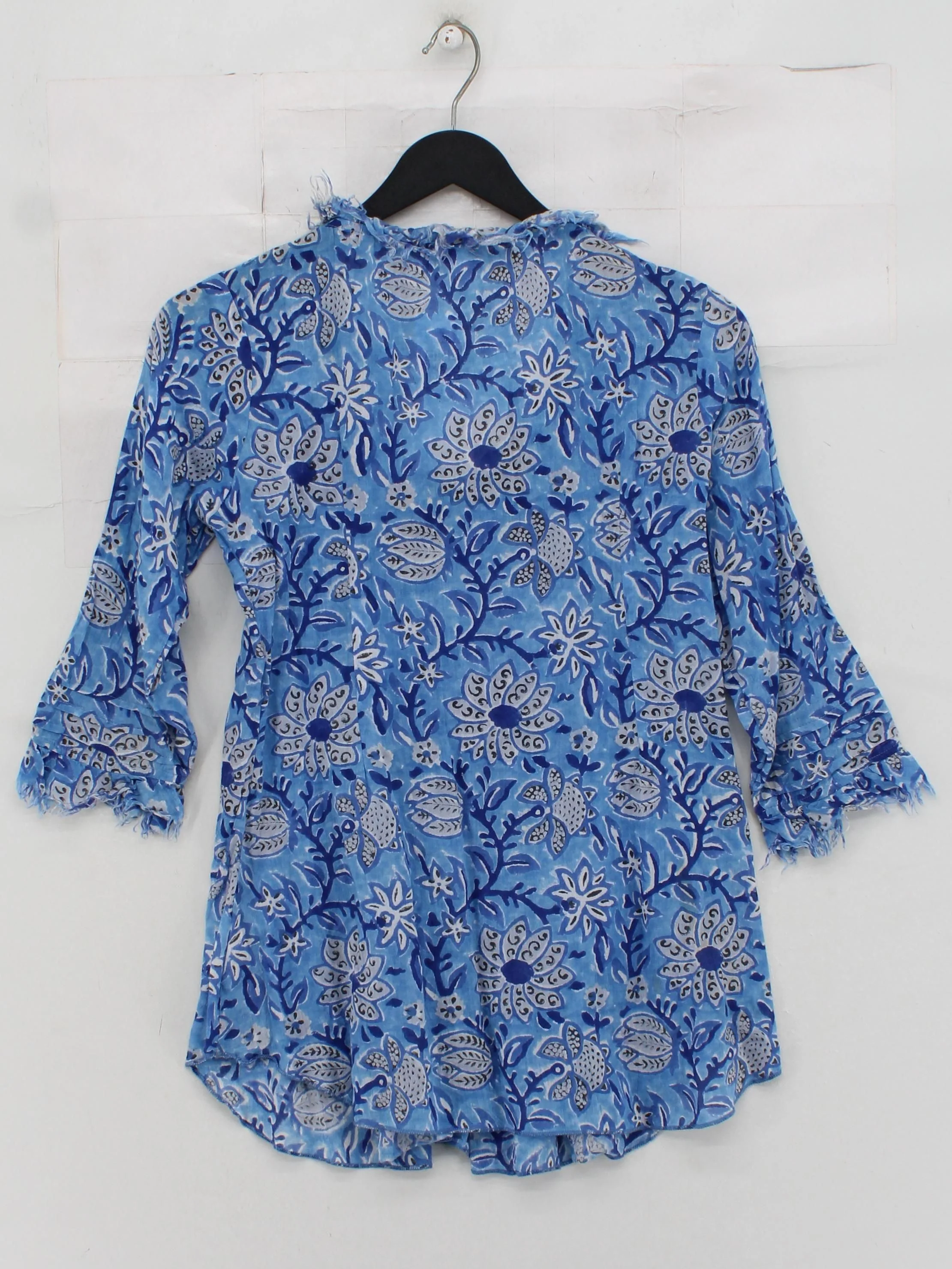 At Last.. Women's Blouse UK 10 Multi Floral 100% Other 3/4 Sleeve V-Neck Basic - Image 2
