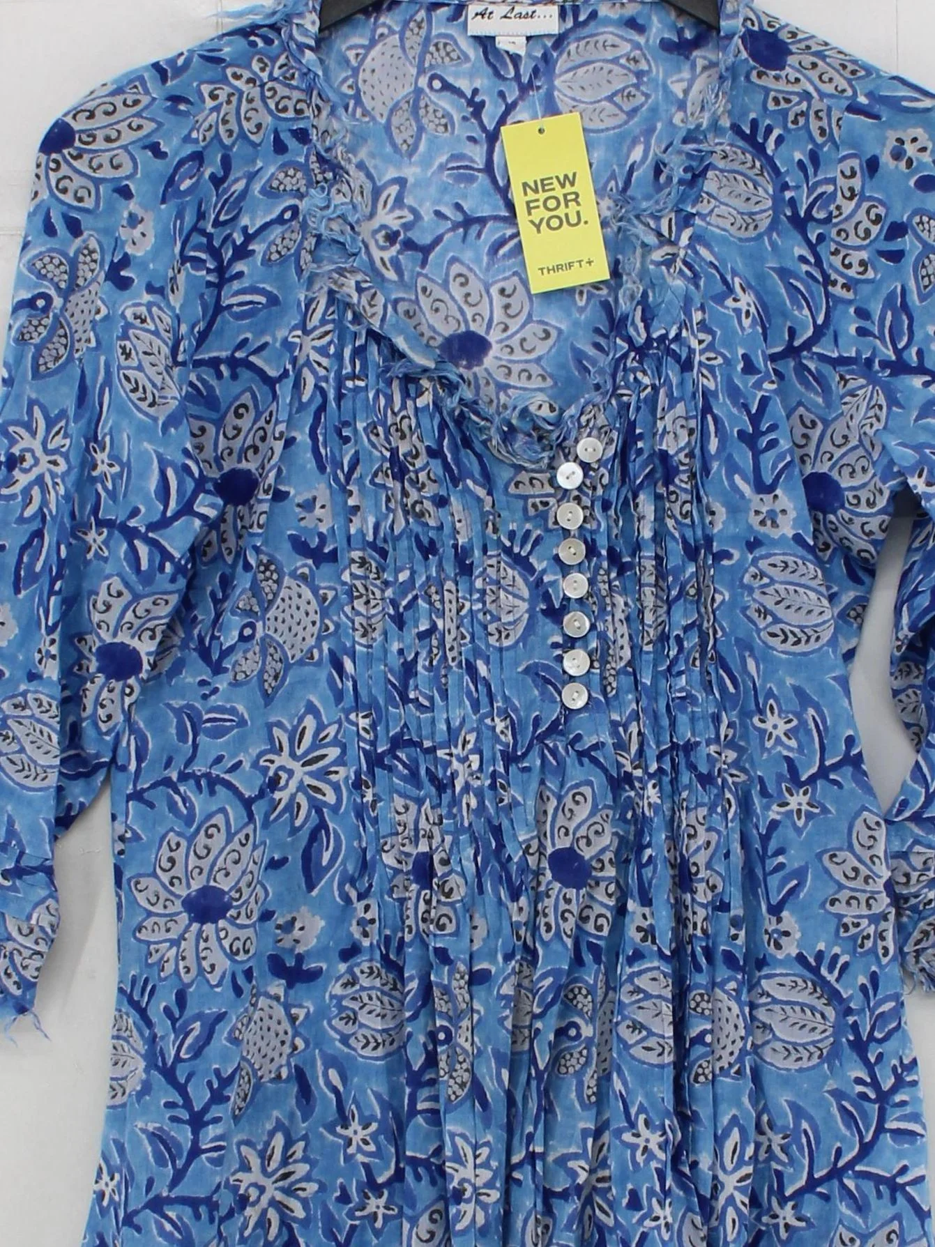 At Last.. Women's Blouse UK 10 Multi Floral 100% Other 3/4 Sleeve V-Neck Basic - Image 3