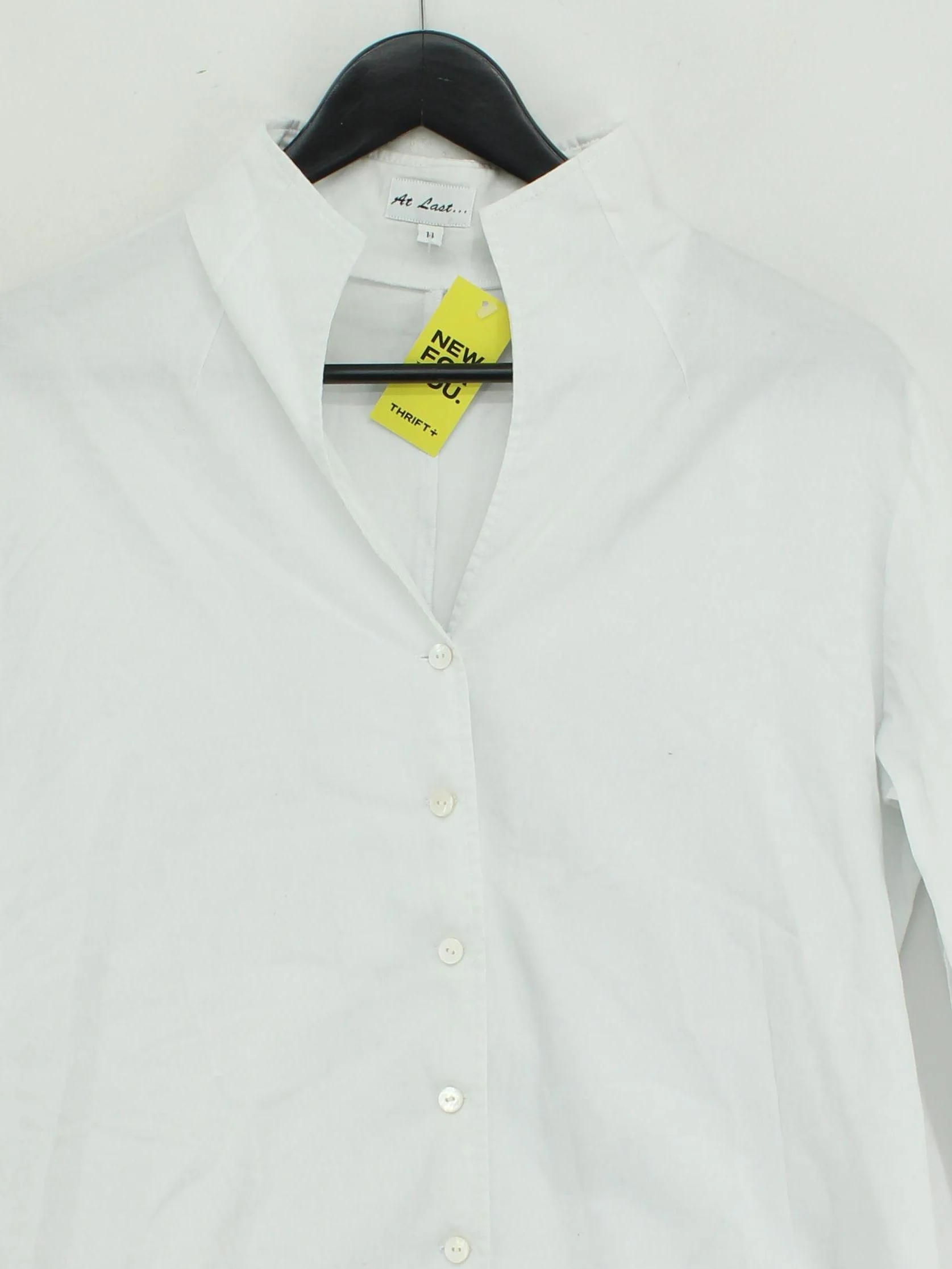 At Last.. Women's Shirt UK 14 White 100% Cotton Long Sleeve Collared Basic - Image 3