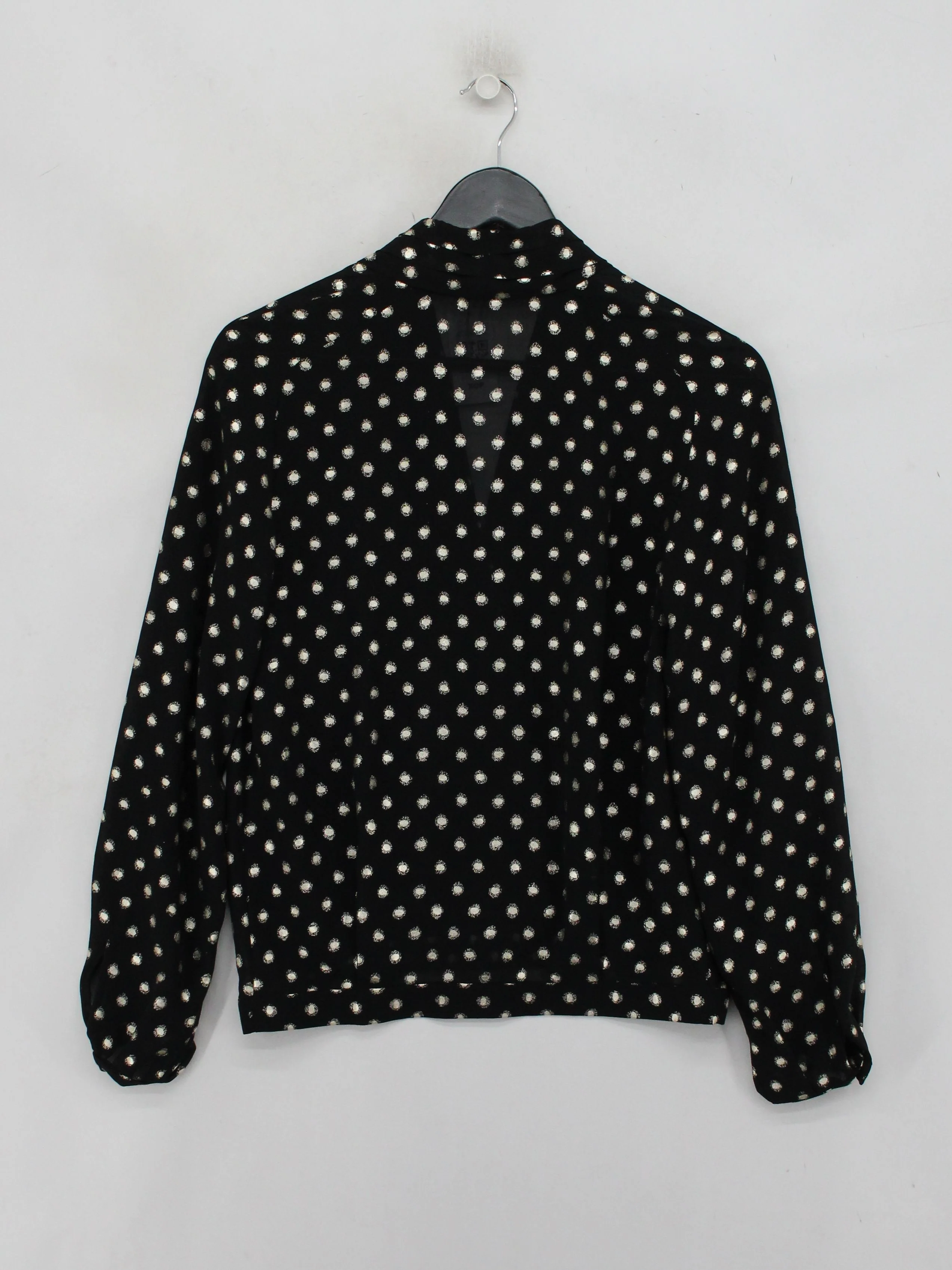 Atterley Women's Top M Black Polkadot 100% Polyester Long Sleeve V-Neck Basic - Image 2