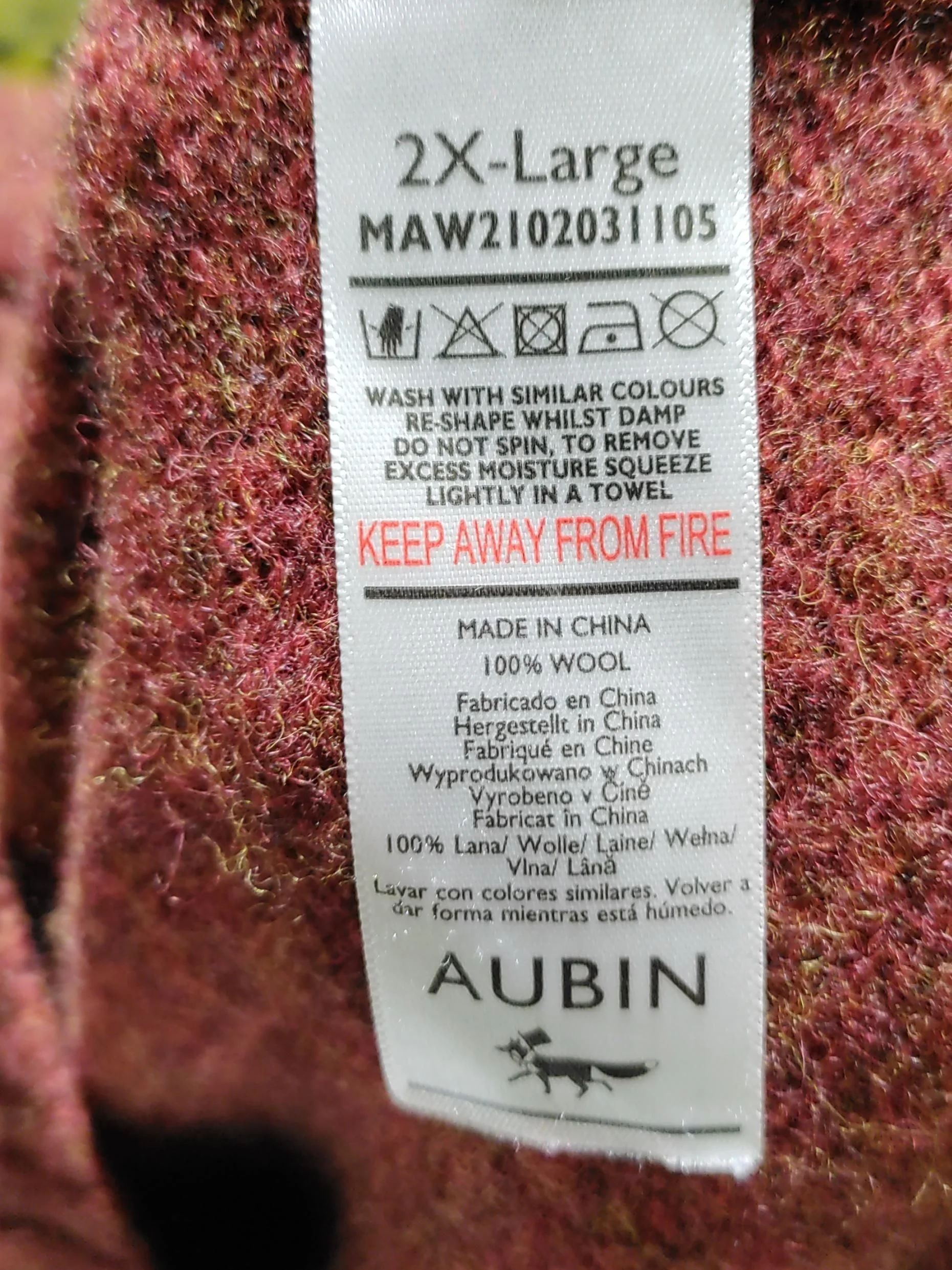 AUBIN Men's Jumper XXL Red 100% Wool Crew Neck Pullover - Image 6