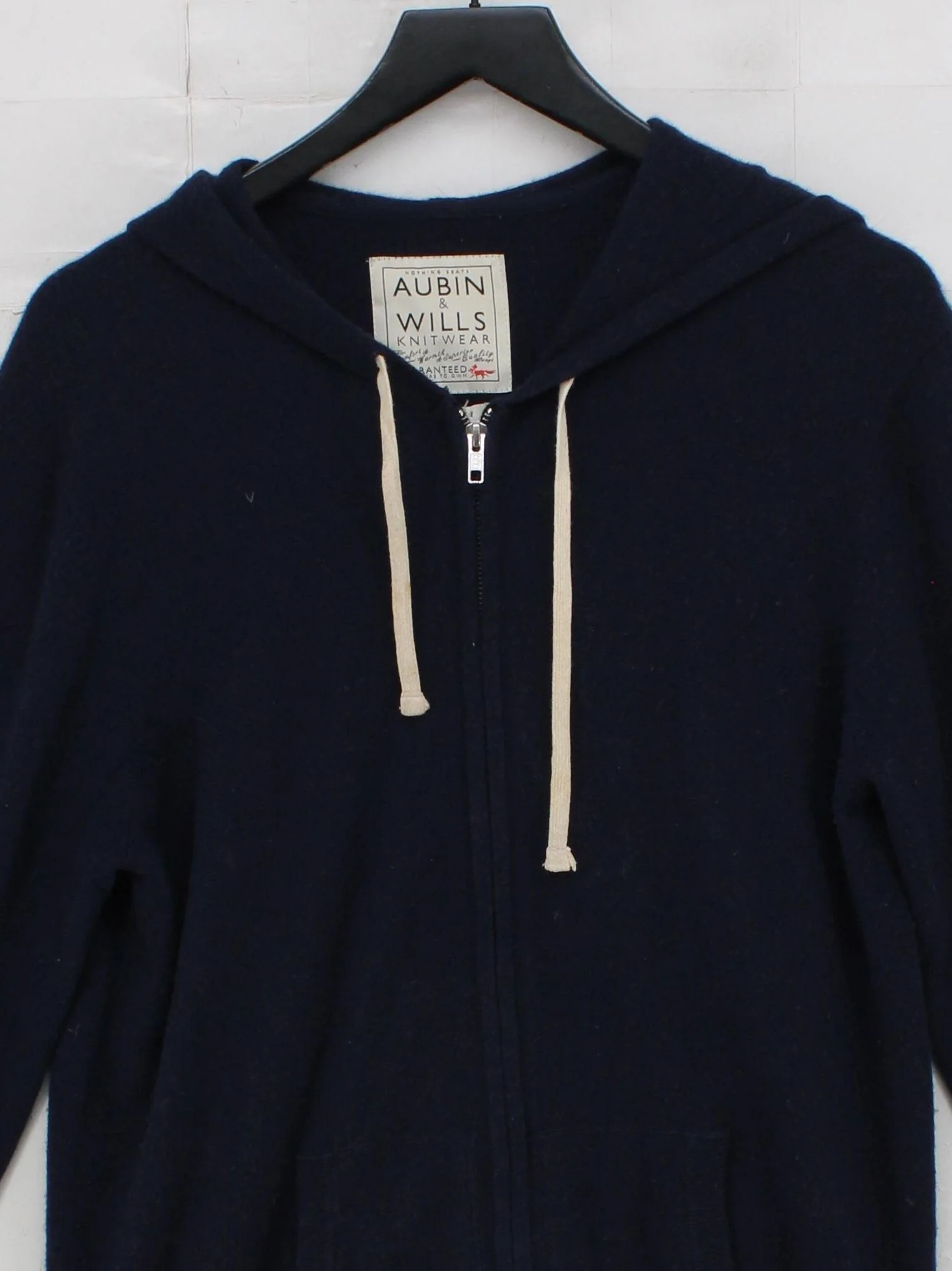 Aubin & Wills Men's Hoodie L Blue 100% Cashmere Pullover - Image 3