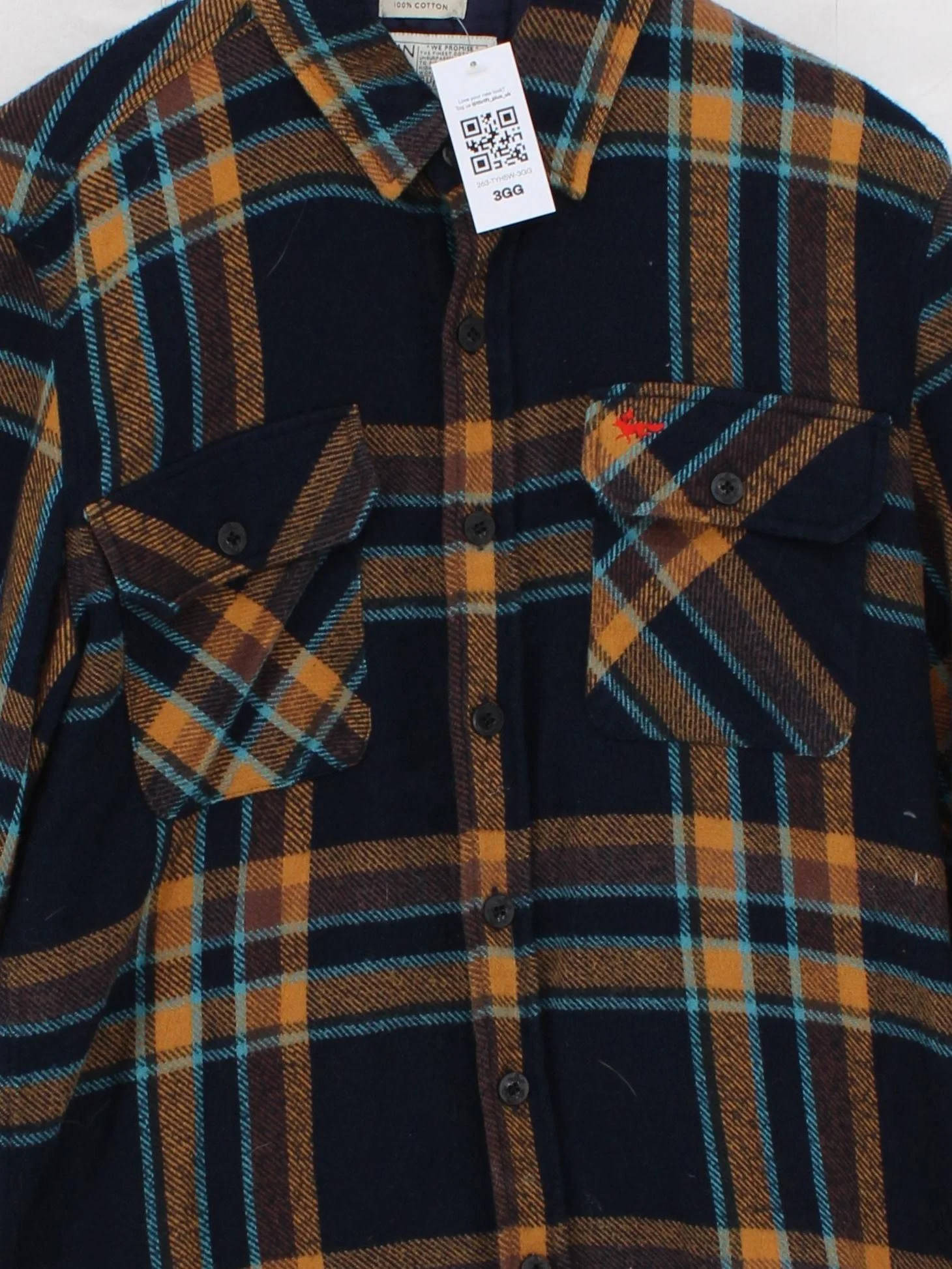 Aubin & Wills Men's Shirt S Blue Checkered 100% Cotton Basic - Image 3