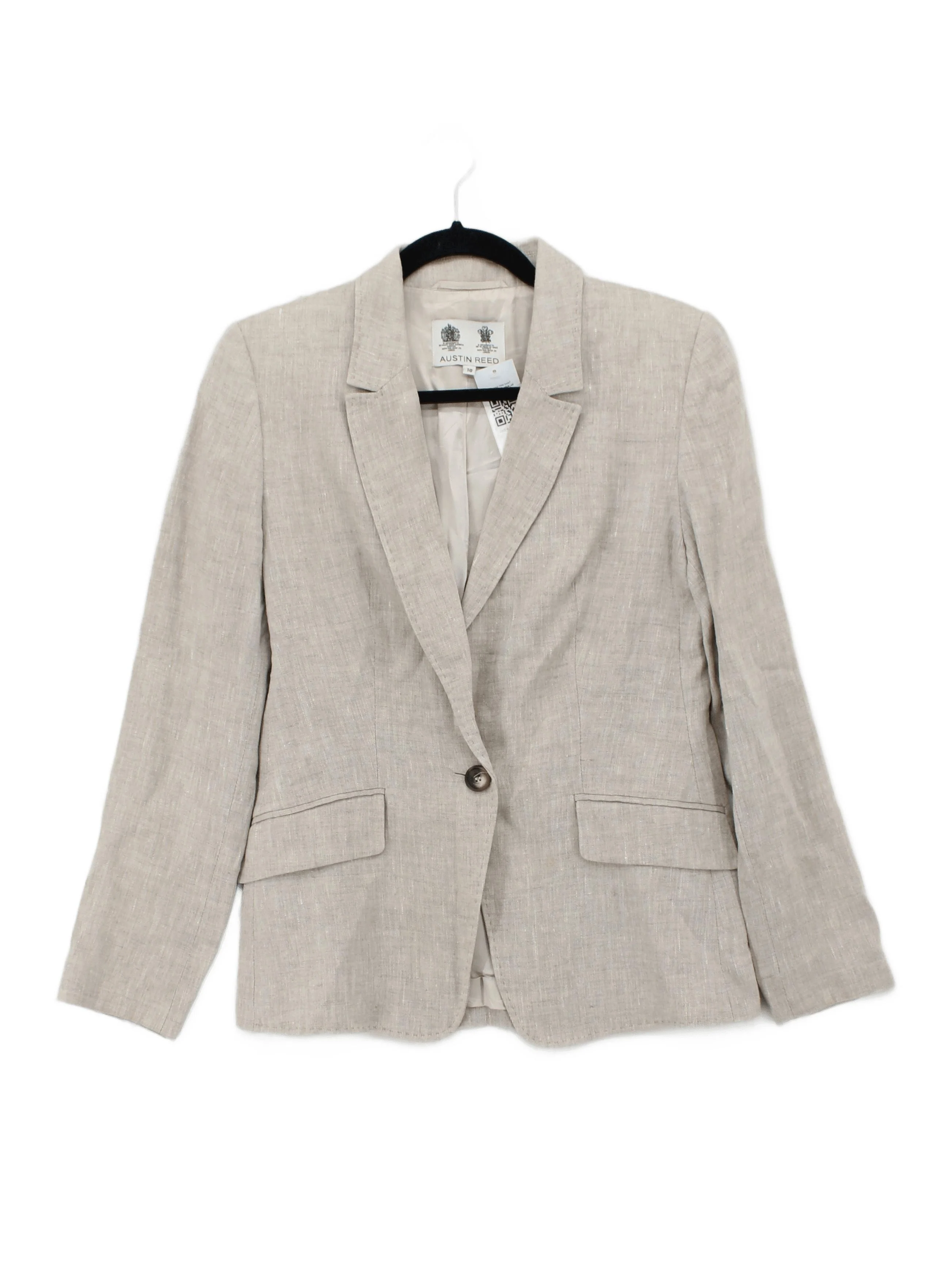 Austin Reed Women's Blazer UK 10 Cream Linen with Viscose Overcoat
