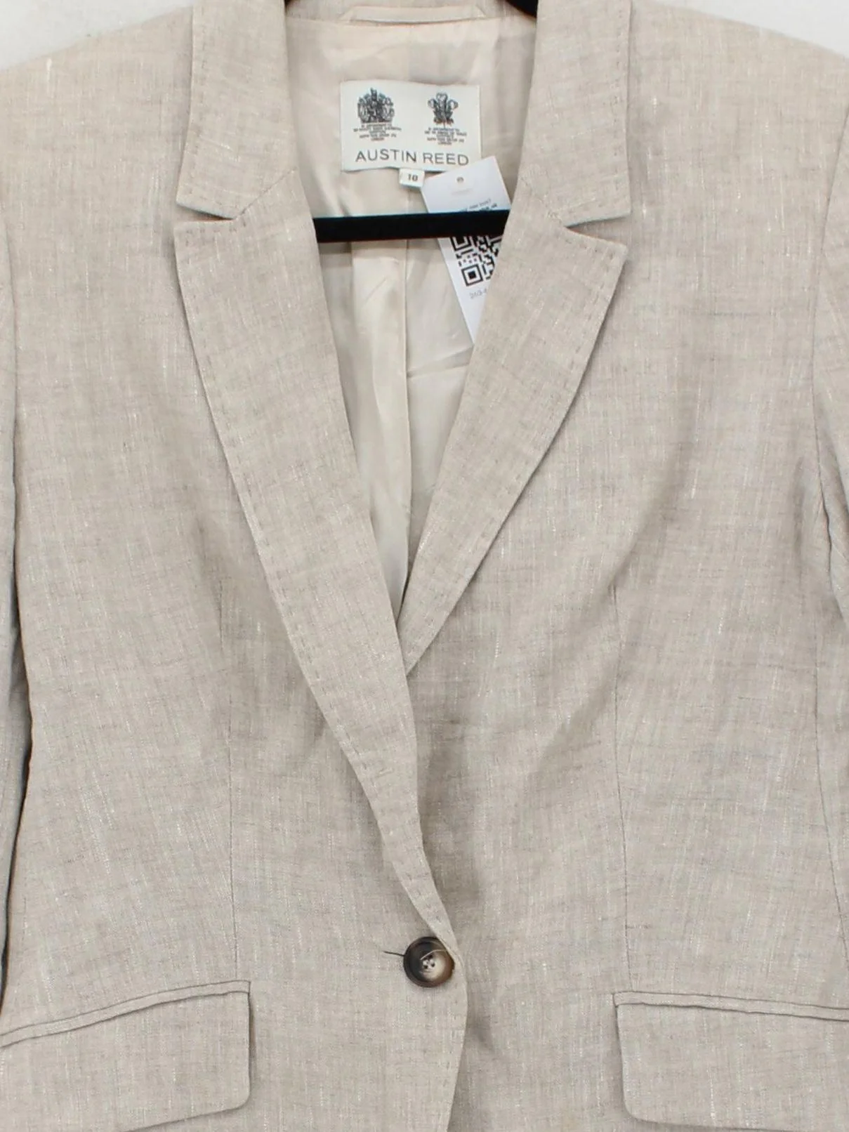 Austin Reed Women's Blazer UK 10 Cream Linen with Viscose Overcoat - Image 3