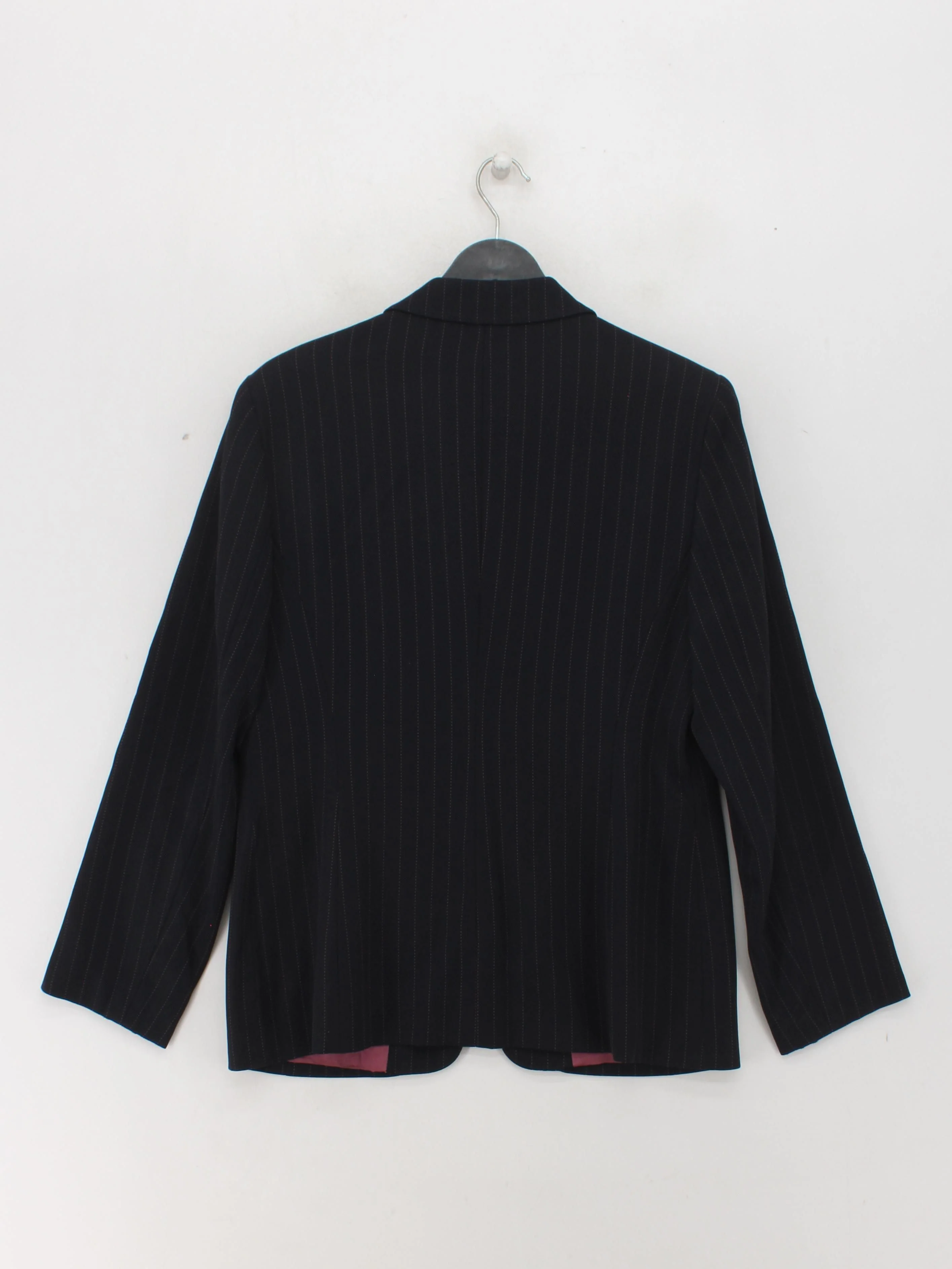 Austin Reed Women's Blazer UK 14 Black Striped Wool with Viscose Overcoat - Image 2
