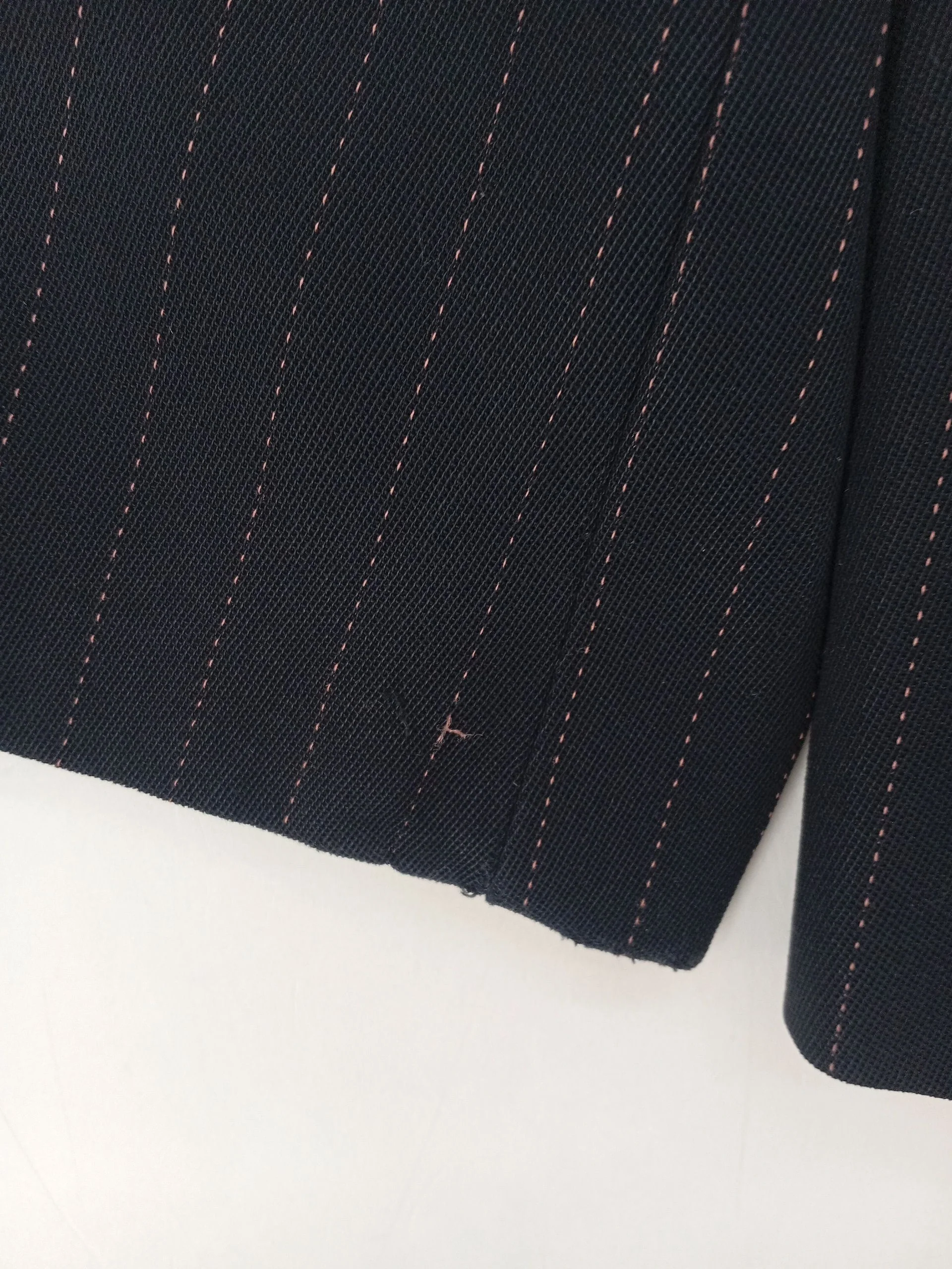 Austin Reed Women's Blazer UK 14 Black Striped Wool with Viscose Overcoat - Image 5