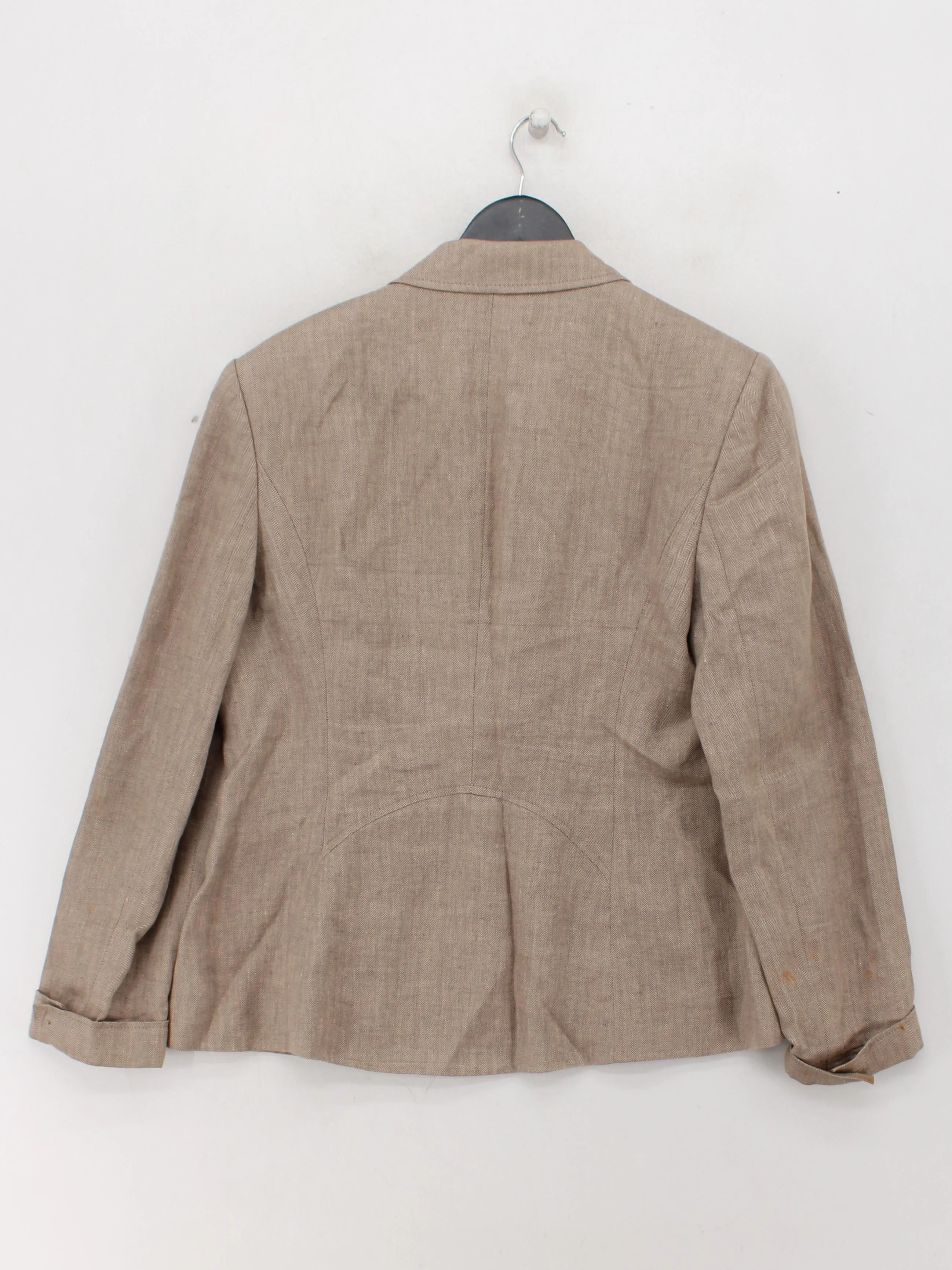 Austin Reed Women's Blazer UK 16 Tan Linen with Acetate Overcoat - Image 2