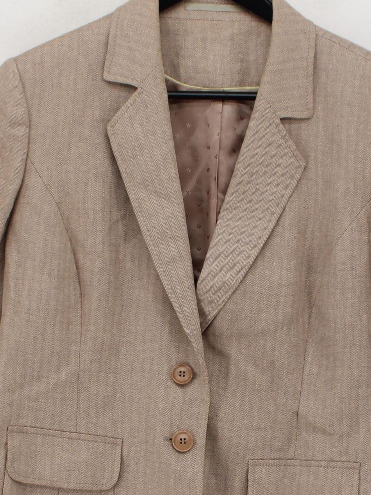 Austin Reed Women's Blazer UK 16 Tan Linen with Acetate Overcoat - Image 3