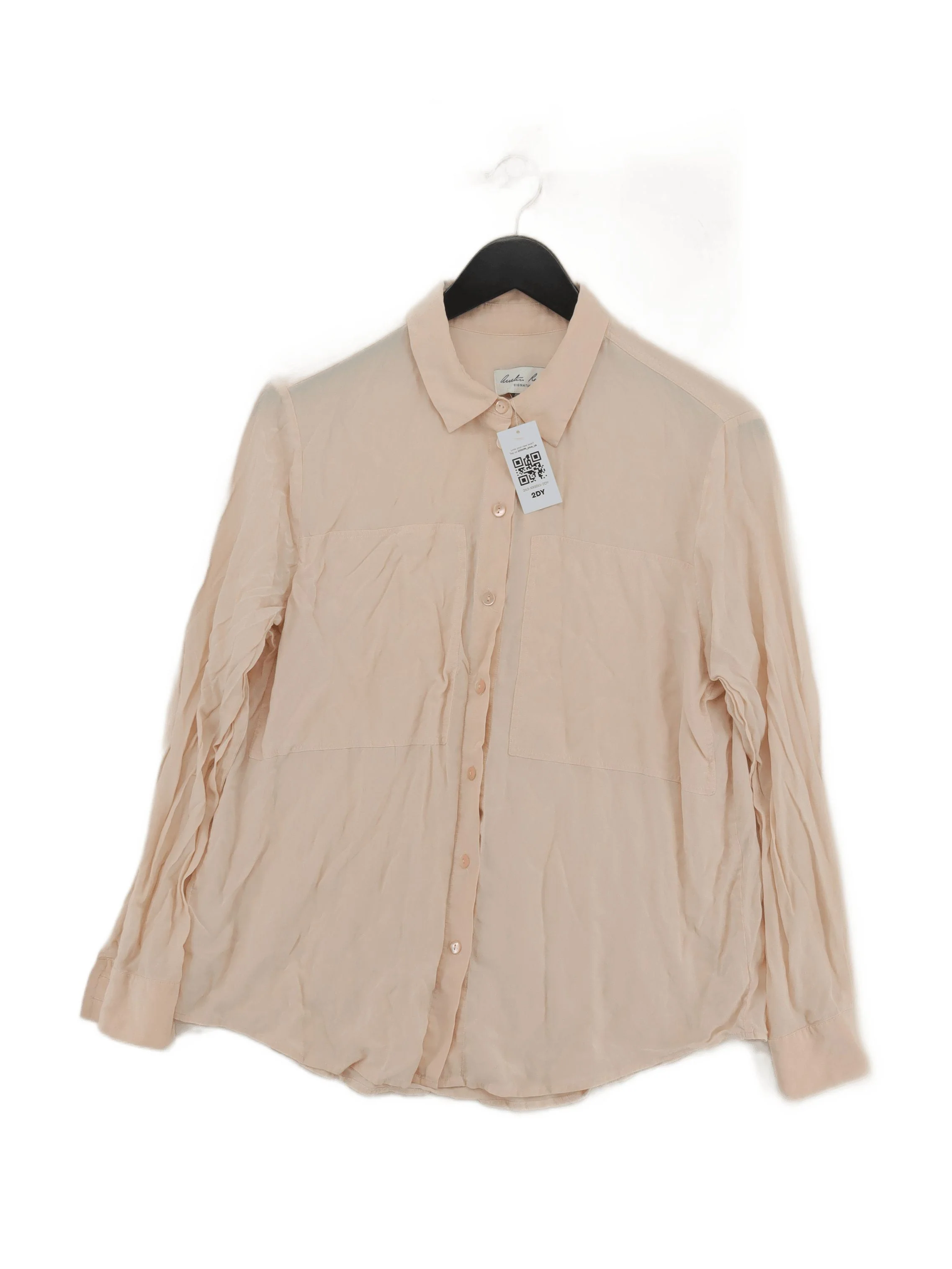 Austin Reed Women's Shirt UK 16 Cream 100% Silk Long Sleeve Collared Basic