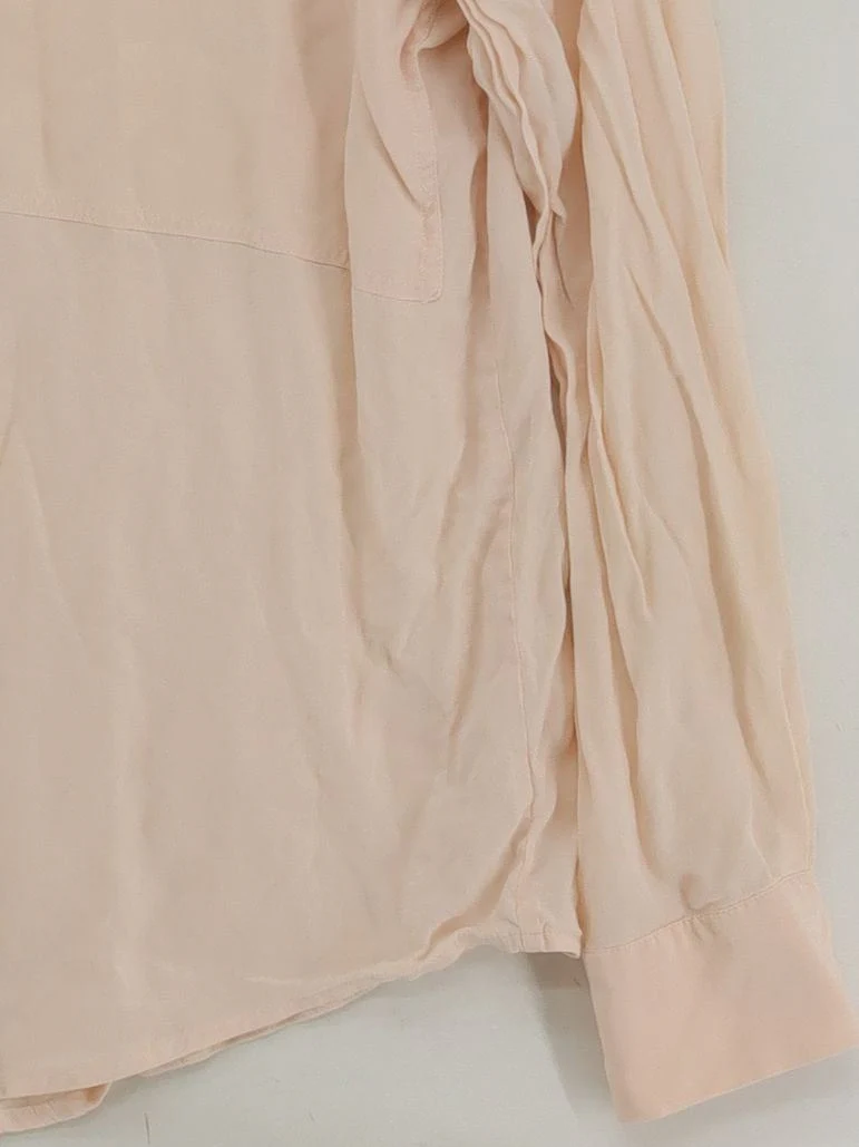 Austin Reed Women's Shirt UK 16 Cream 100% Silk Long Sleeve Collared Basic - Image 4