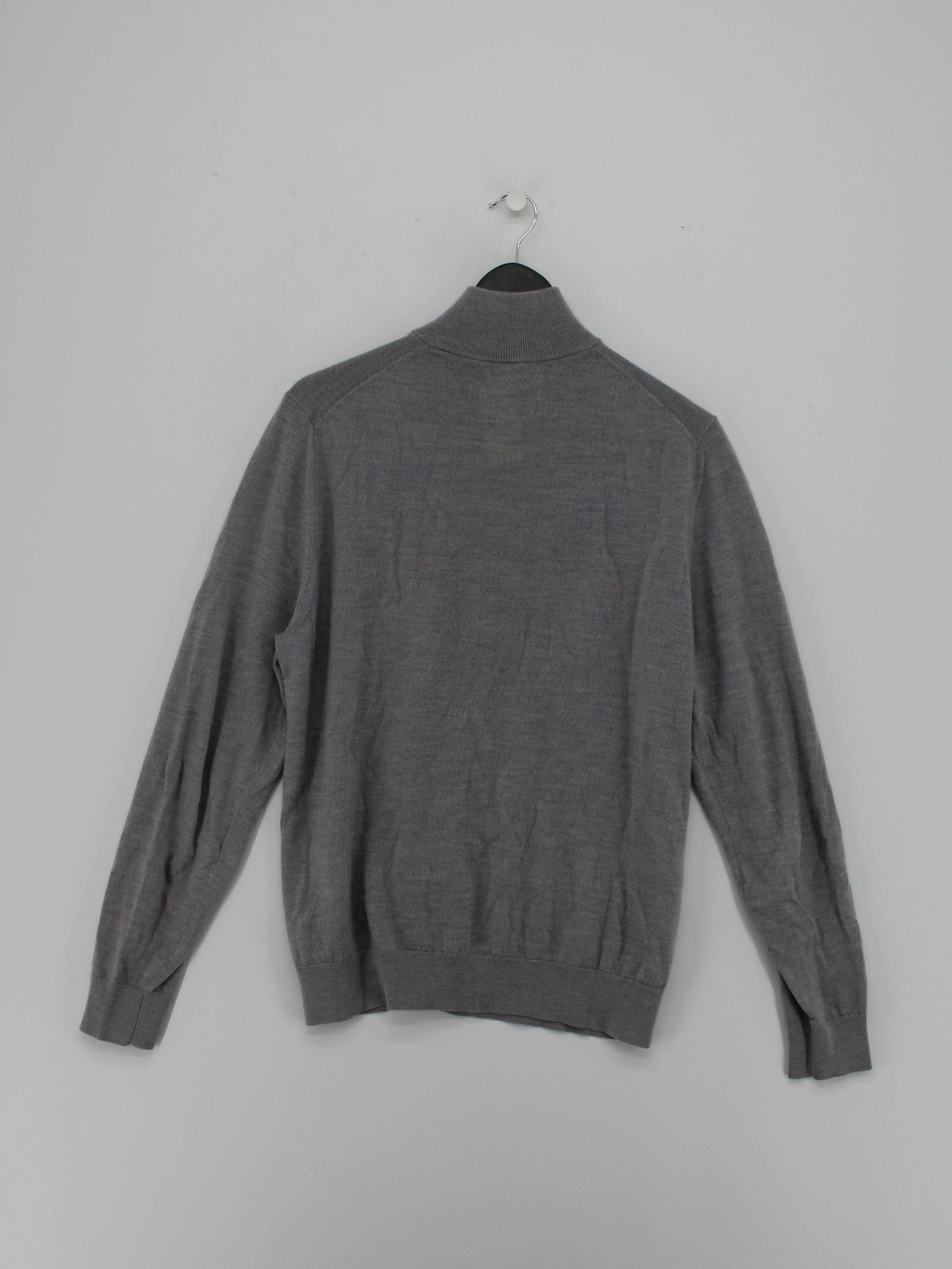 Autograph Men's Jumper L Grey 100% Wool Mock Neck Pullover - Image 2