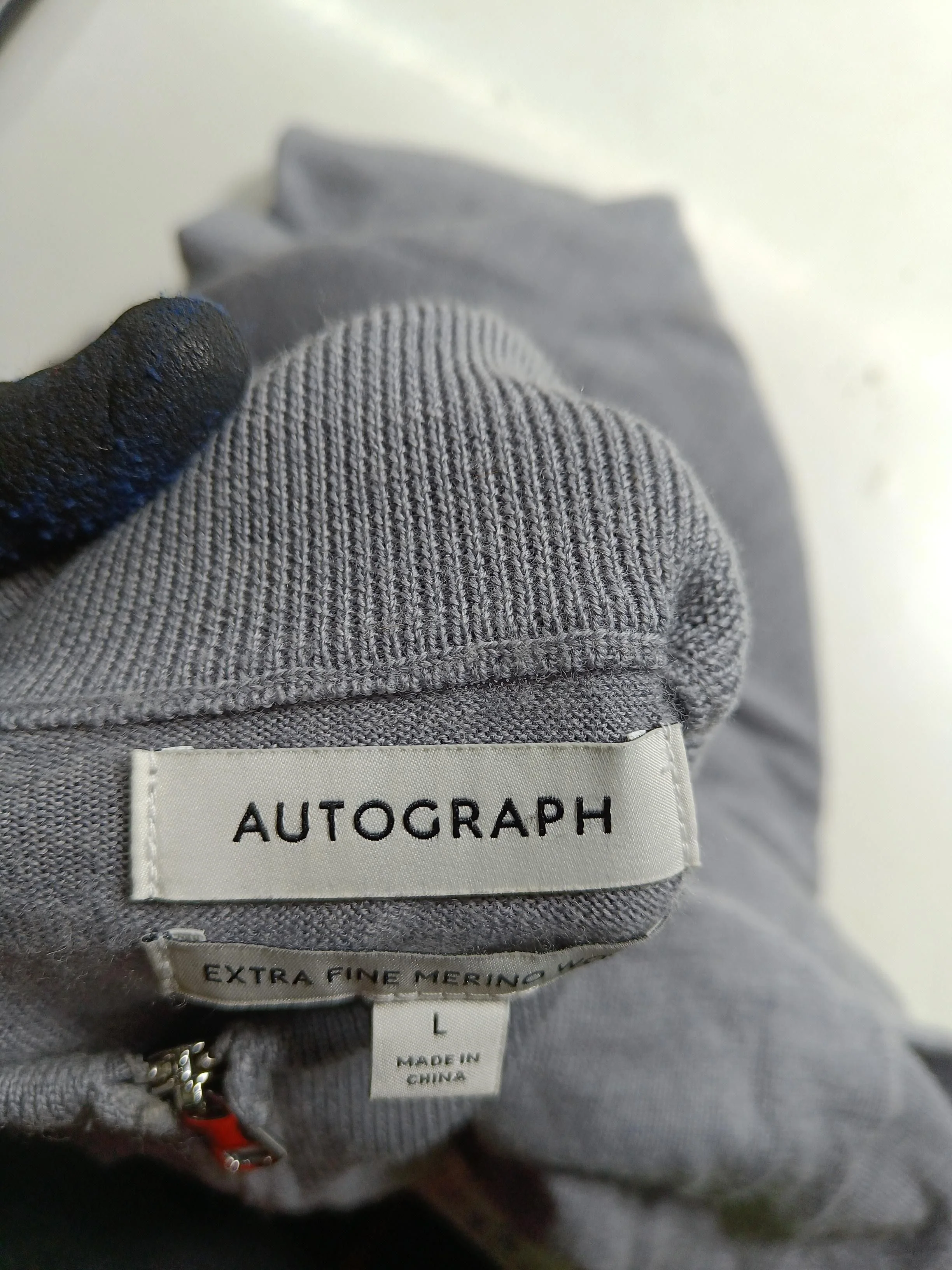 Autograph Men's Jumper L Grey 100% Wool Mock Neck Pullover - Image 5