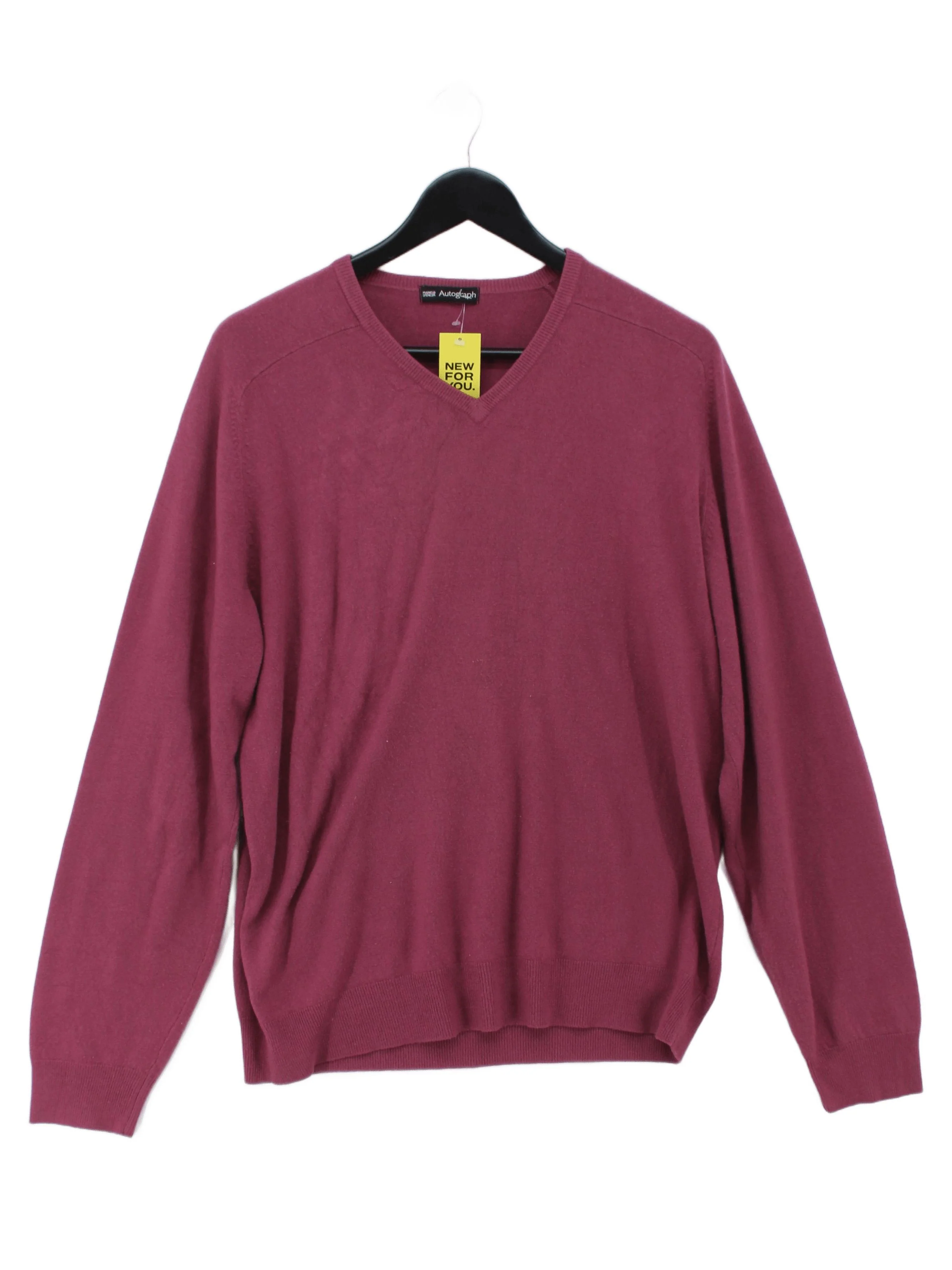 Autograph Men's Jumper L Red 100% Acrylic V-Neck Pullover