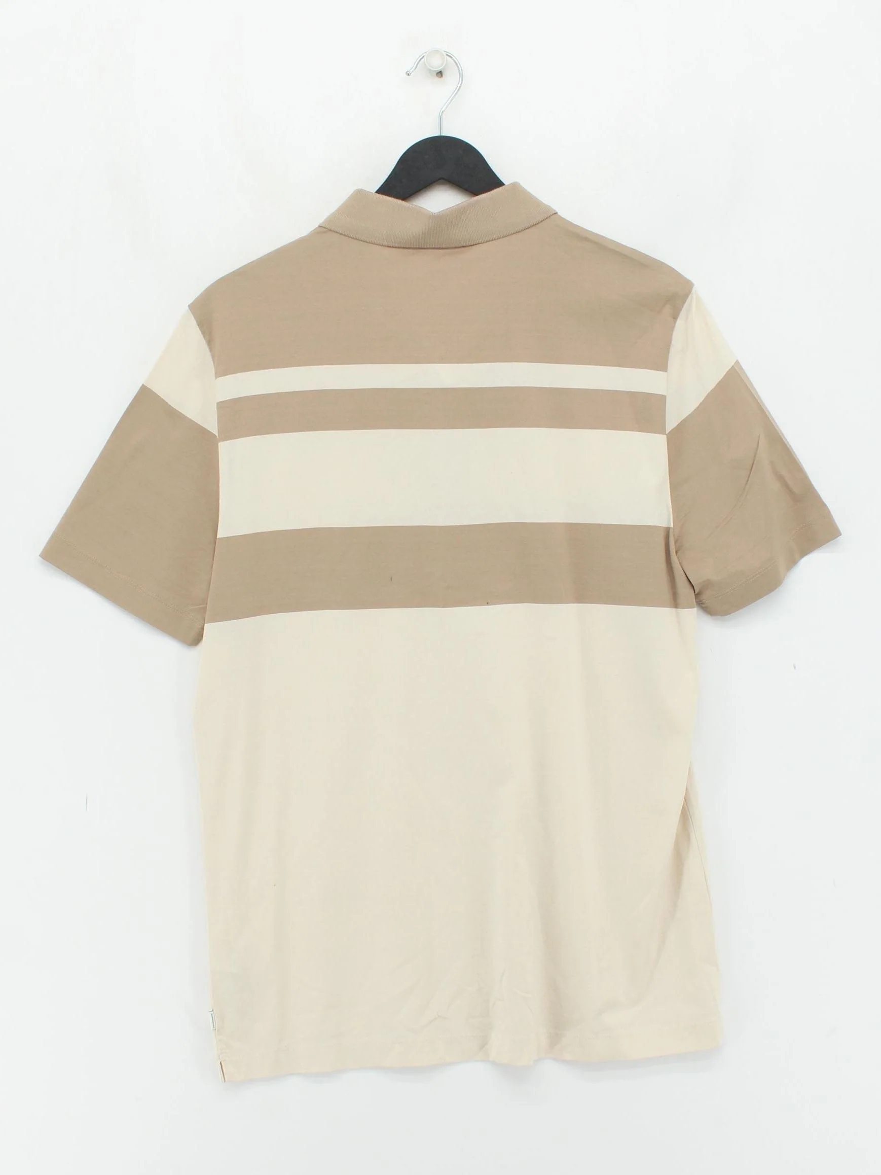 Autograph Men's Polo L Cream Striped 100% Cotton Basic - Image 2