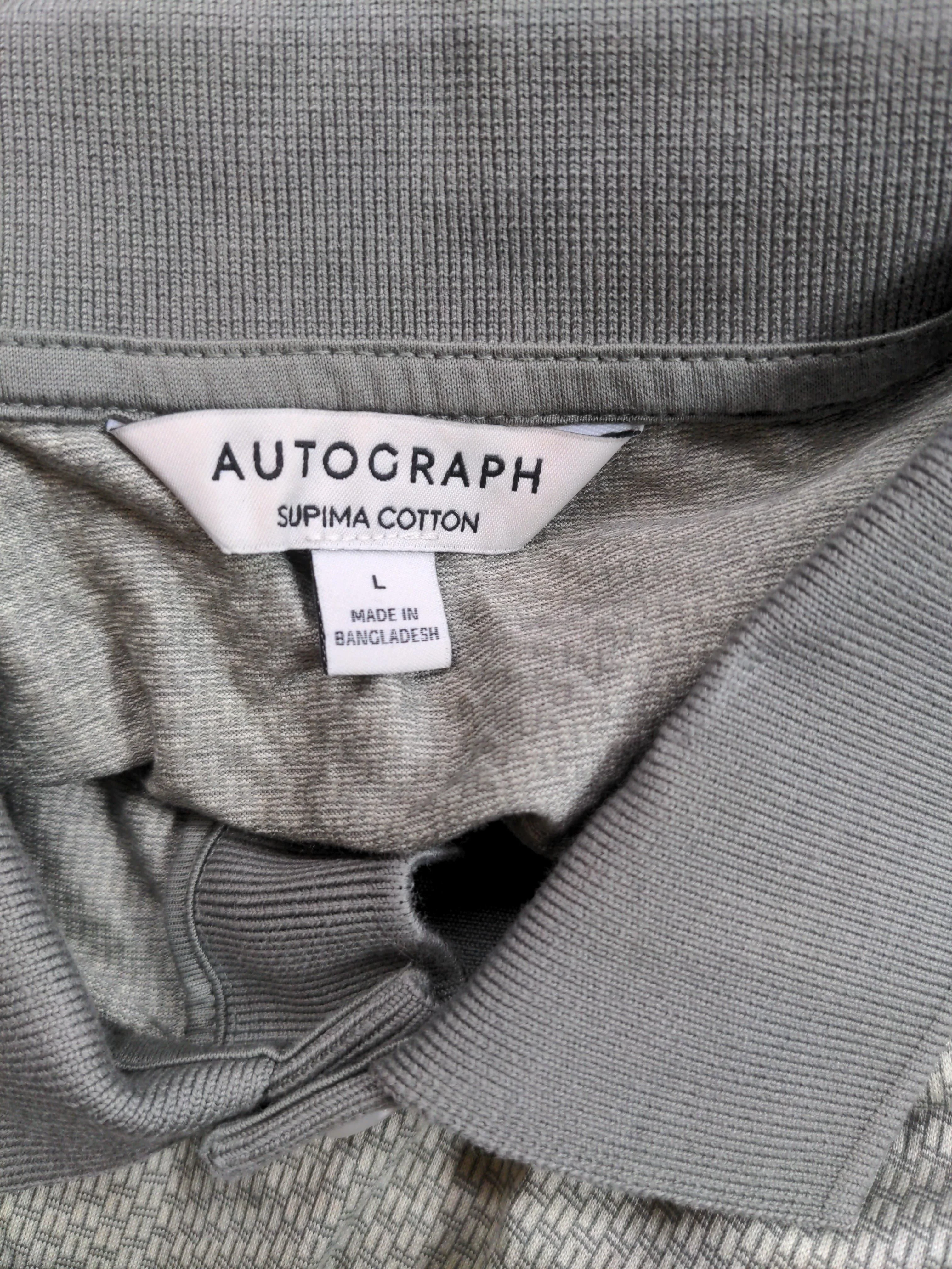 Autograph Men's Polo L Grey Geometric 100% Cotton Basic - Image 5