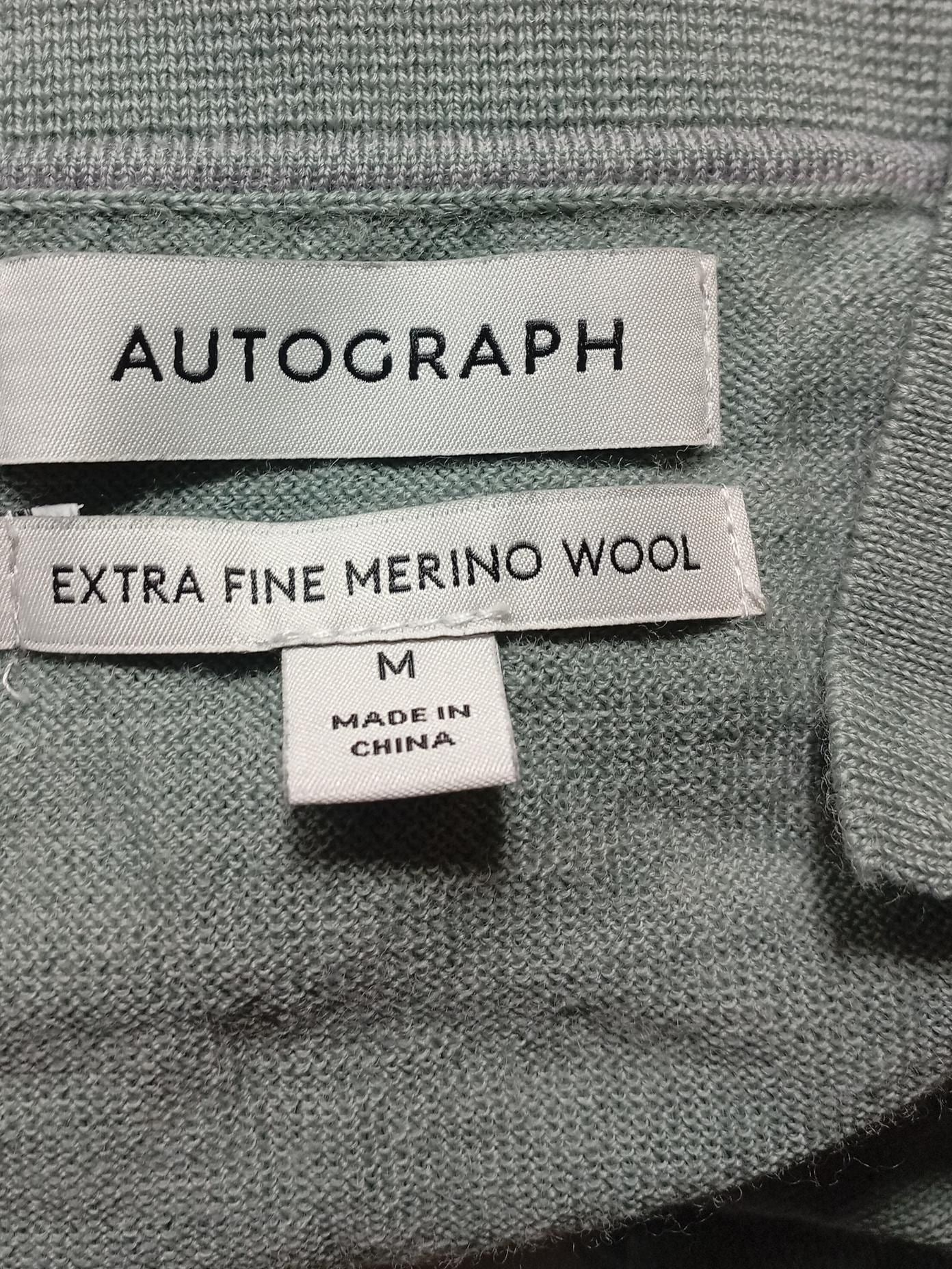 Autograph Men's Polo M Green 100% Wool Basic - Image 5