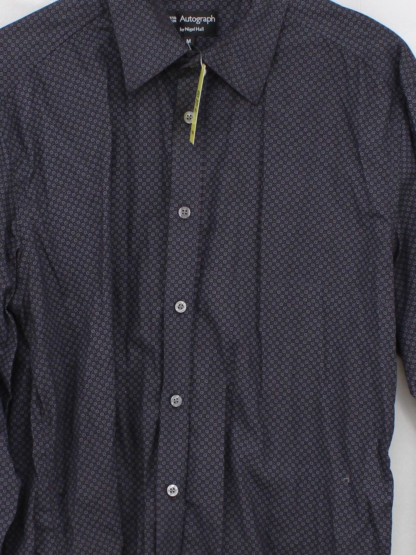 Autograph Men's Shirt L Black Geometric 100% Cotton Basic - Image 3