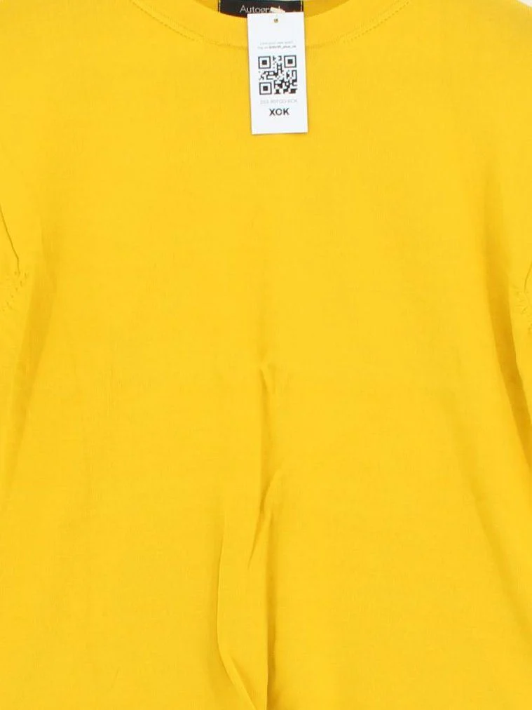 Autograph Men's T-Shirt S Yellow Viscose with Polyamide Basic - Image 3