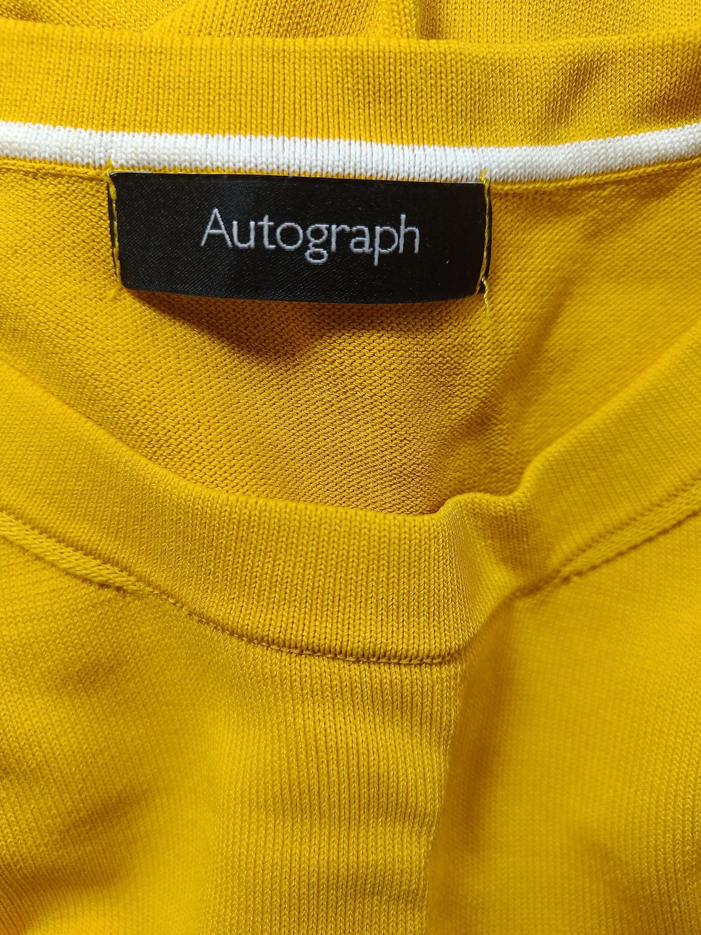 Autograph Men's T-Shirt S Yellow Viscose with Polyamide Basic - Image 5