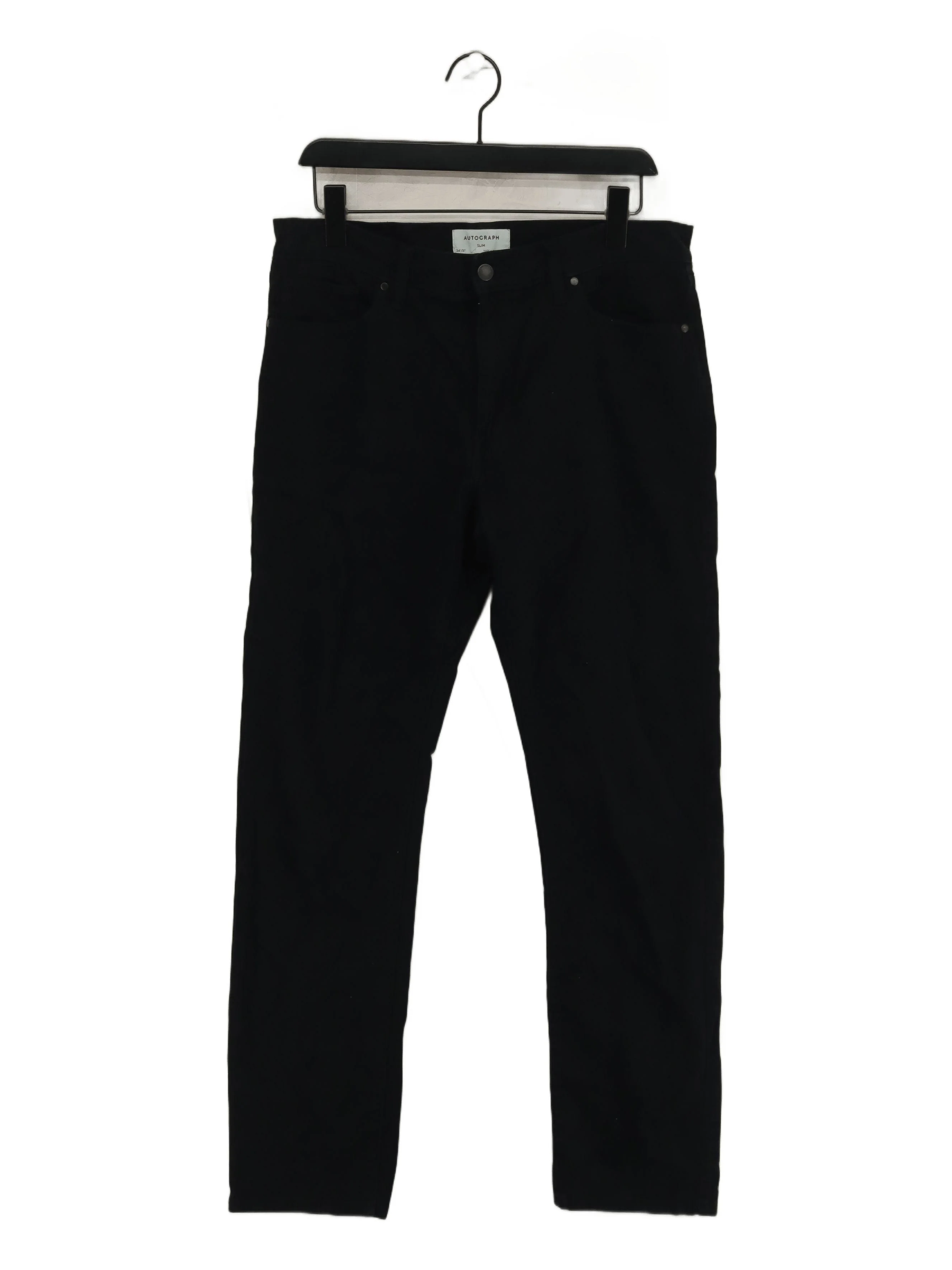 Autograph Men's Trousers W 34 in Black Cotton with Elastane Chino