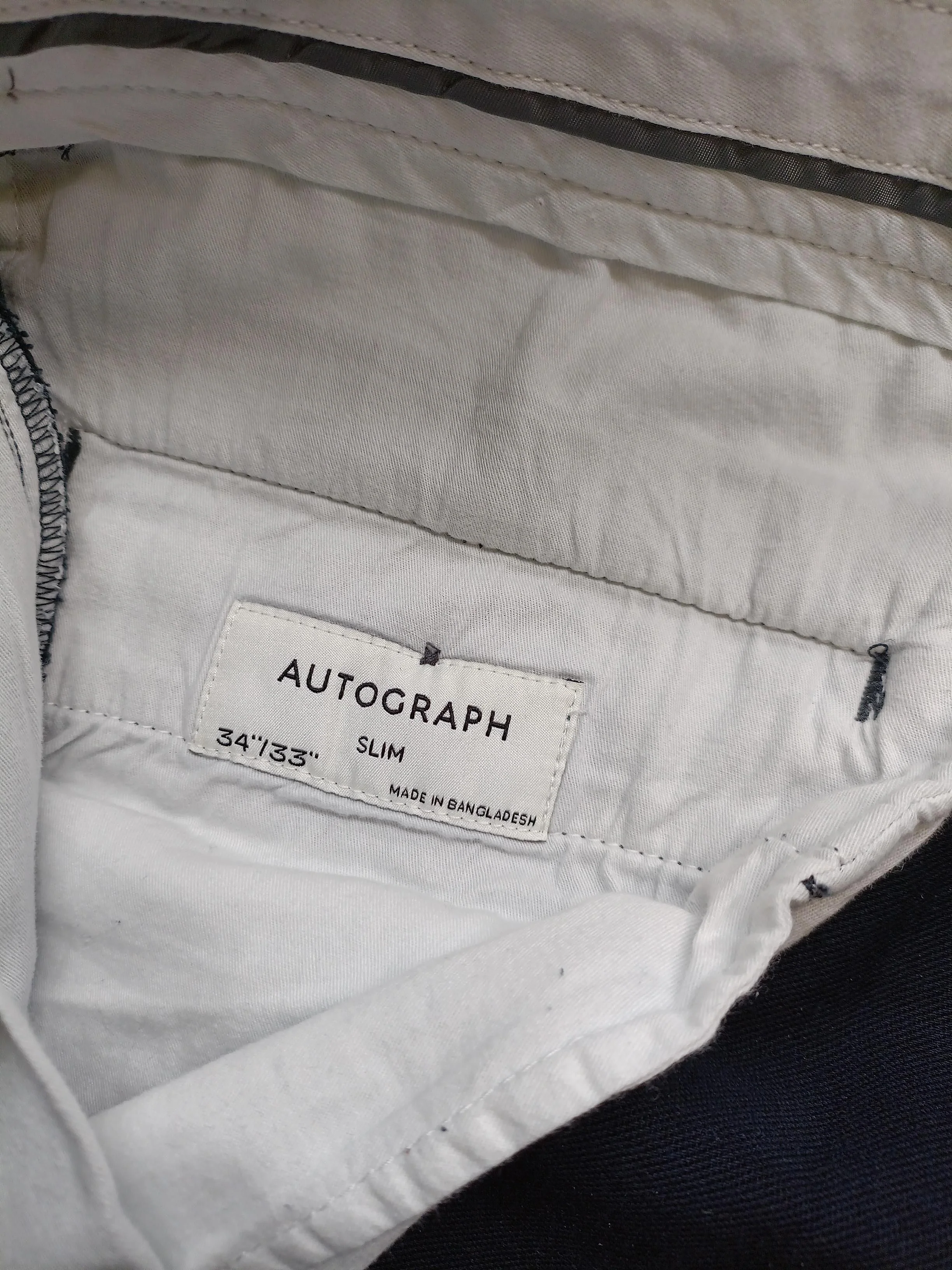 Autograph Men's Trousers W 34 in Blue Cotton with Elastane Straight Chino - Image 5