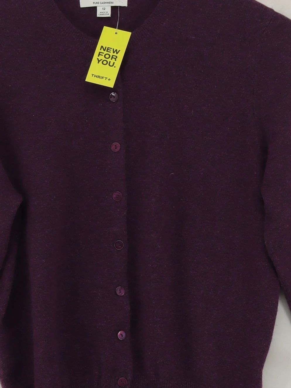 Autograph Women's Cardigan M Purple 100% Cashmere Round Neck Cardigan - Image 3