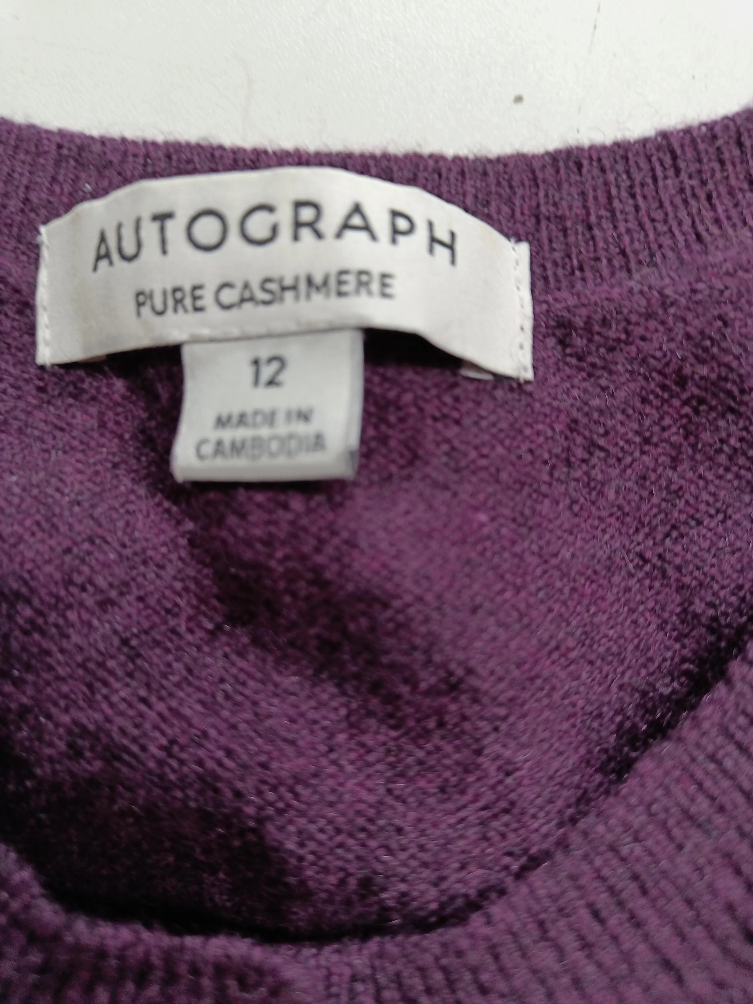 Autograph Women's Cardigan M Purple 100% Cashmere Round Neck Cardigan - Image 5