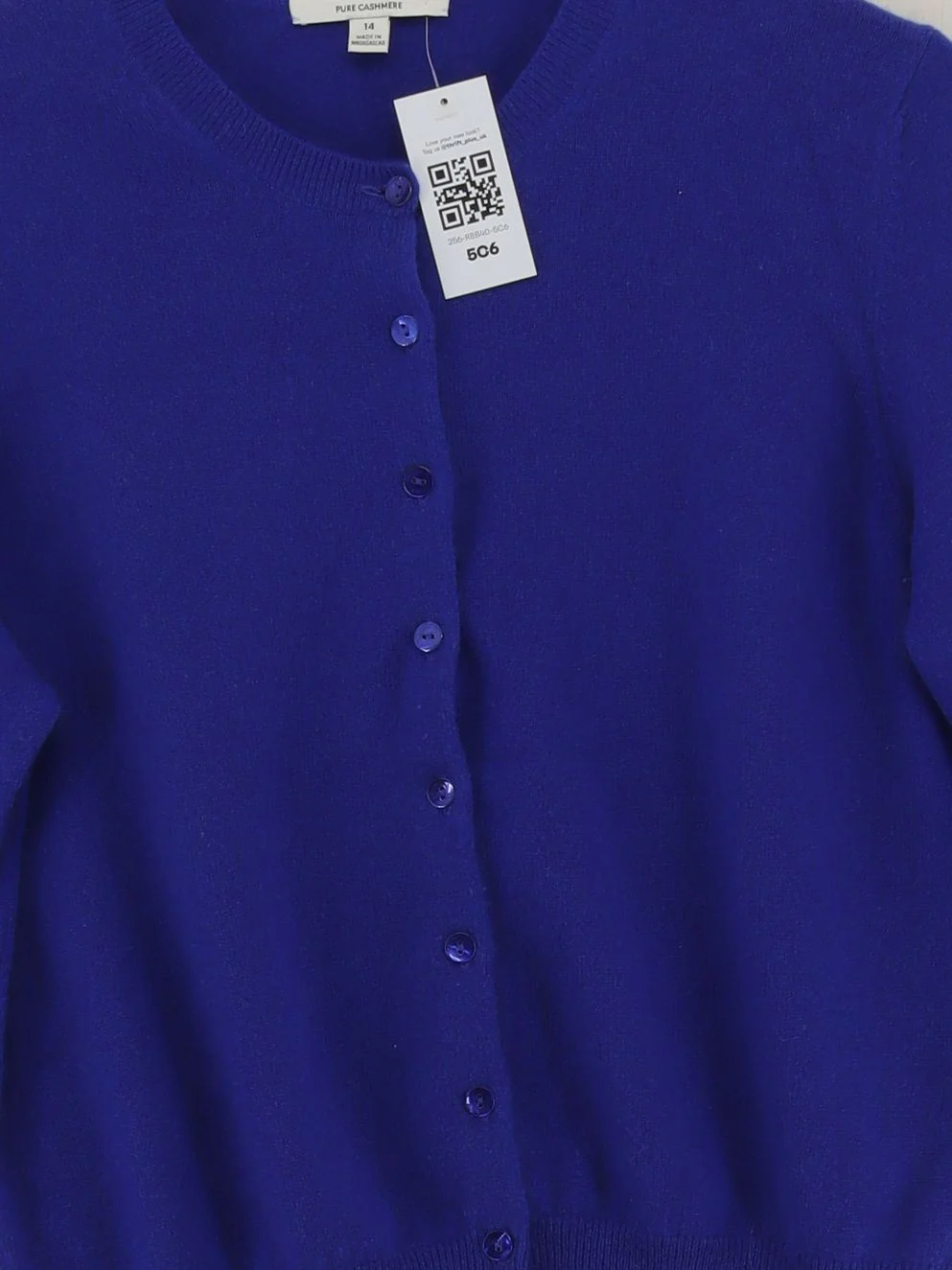 Autograph Women's Cardigan UK 14 Blue 100% Cashmere Round Neck Cardigan - Image 3