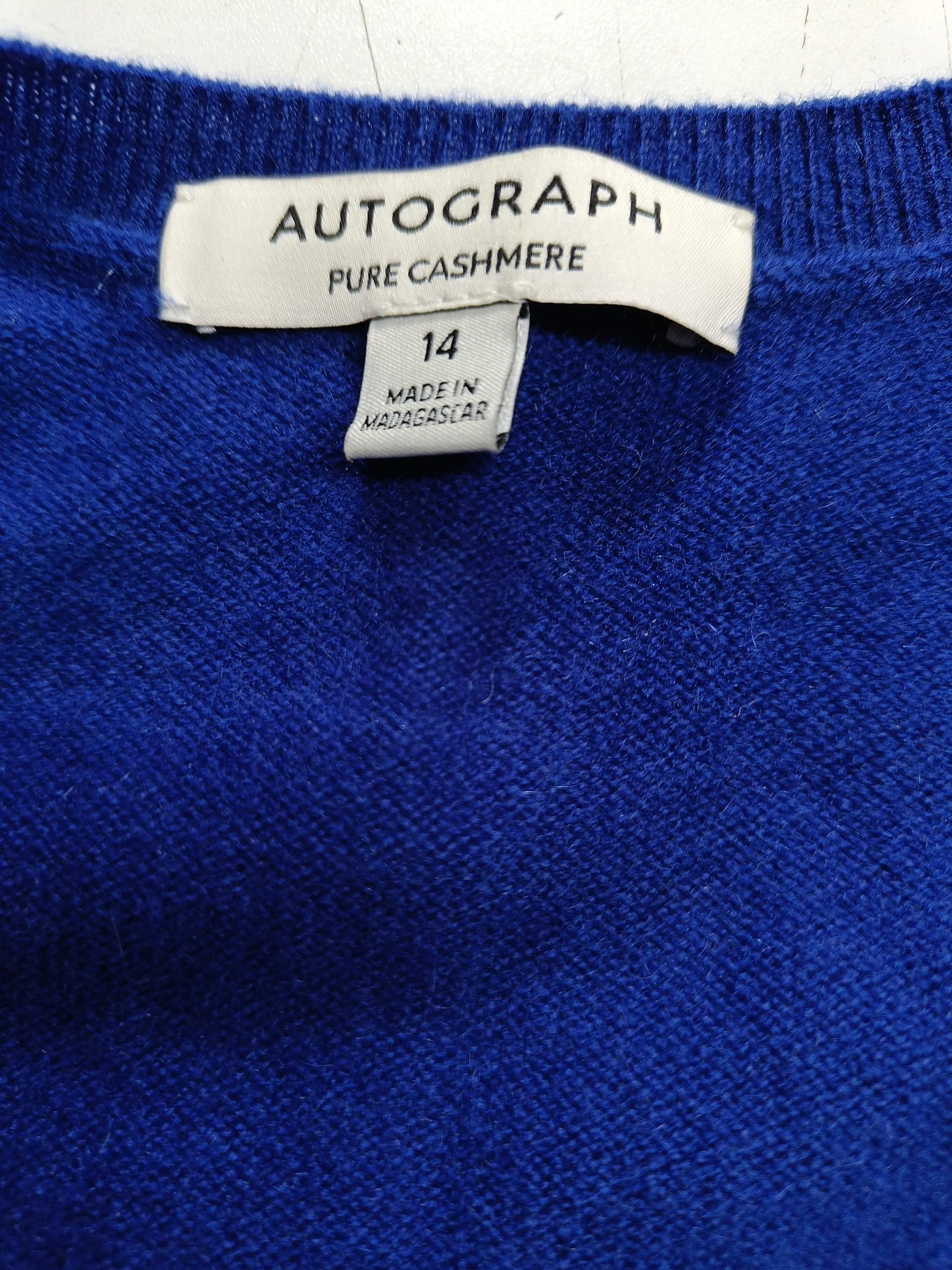Autograph Women's Cardigan UK 14 Blue 100% Cashmere Round Neck Cardigan - Image 5