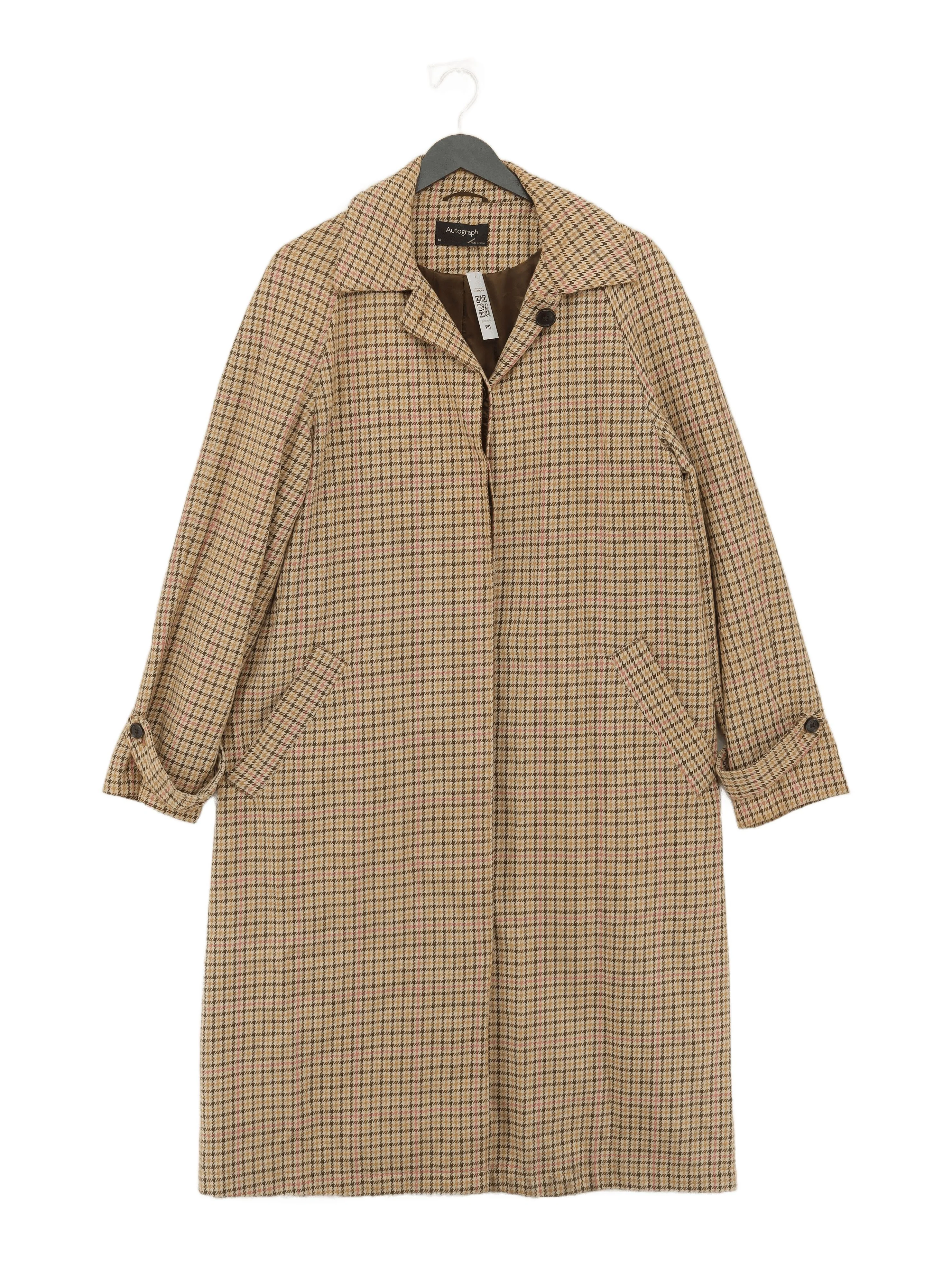 Autograph Women's Coat UK 10 Multi Checkered Cotton with Polyester Trench Coat