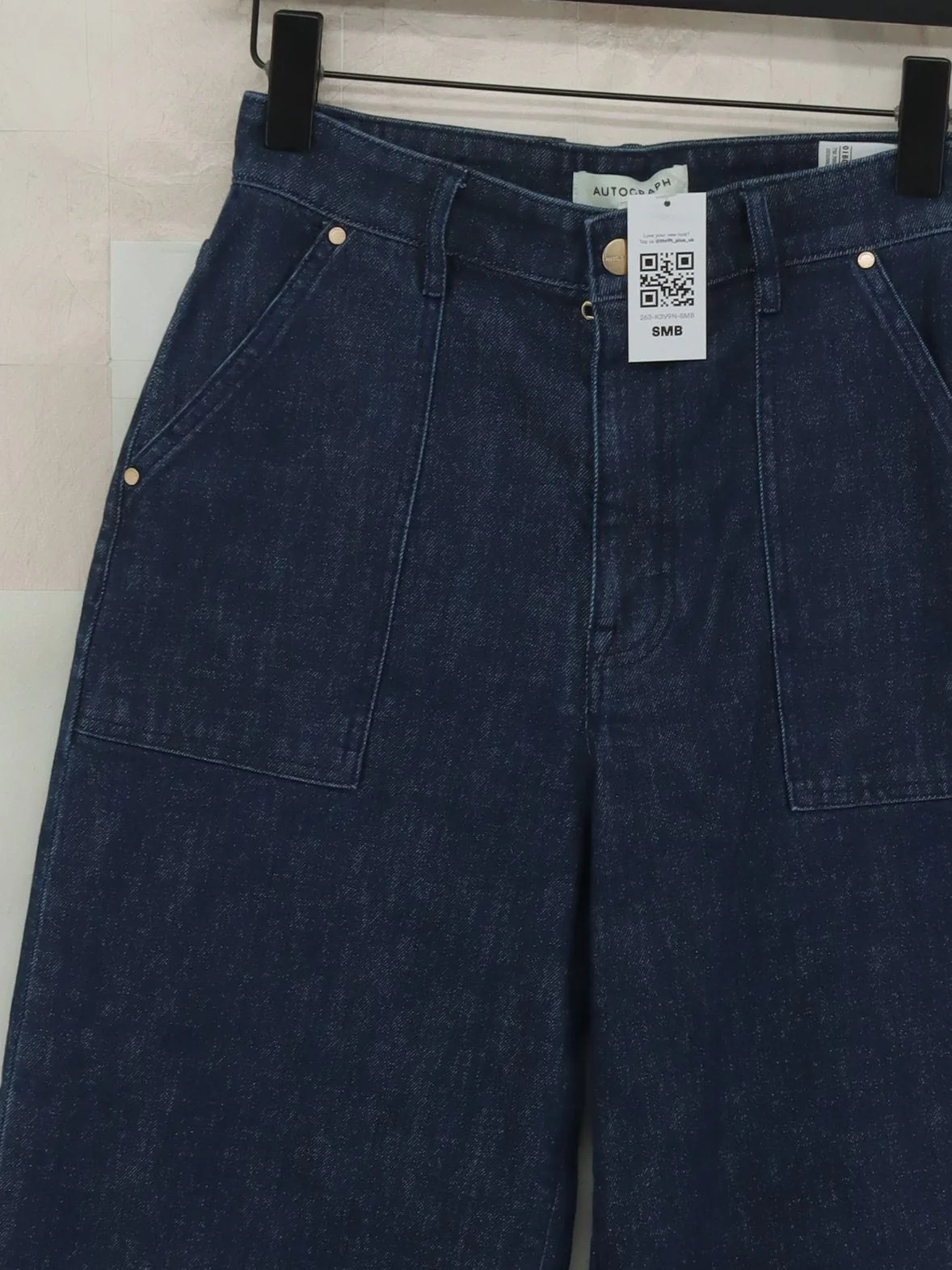 Autograph Women's Jeans UK 8 Blue Cotton with Elastane Wide-Leg - Image 3