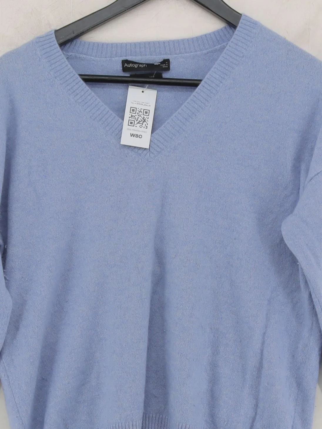 Autograph Women's Jumper M Blue 100% Cashmere V-Neck Pullover - Image 3
