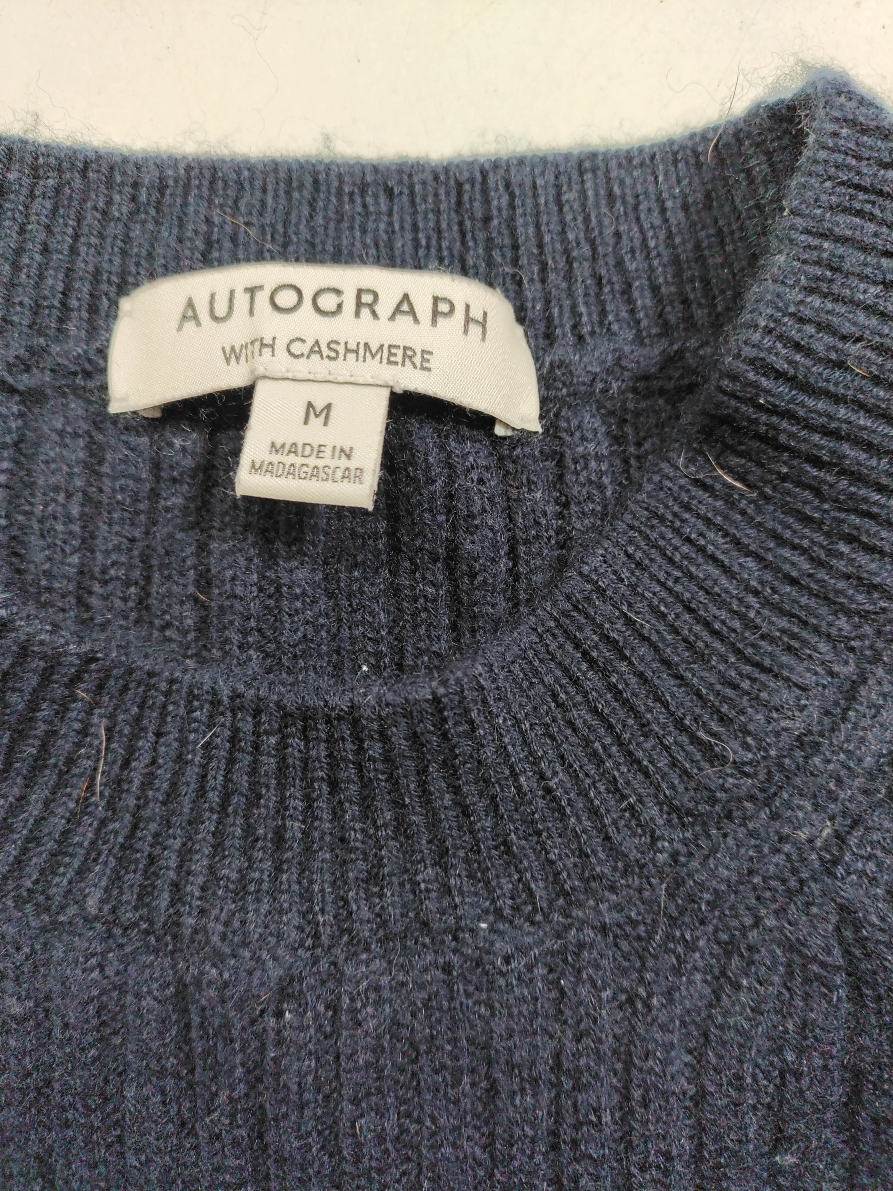 Autograph Women's Jumper M Blue Wool with Cashmere Crew Neck Vest - Image 5